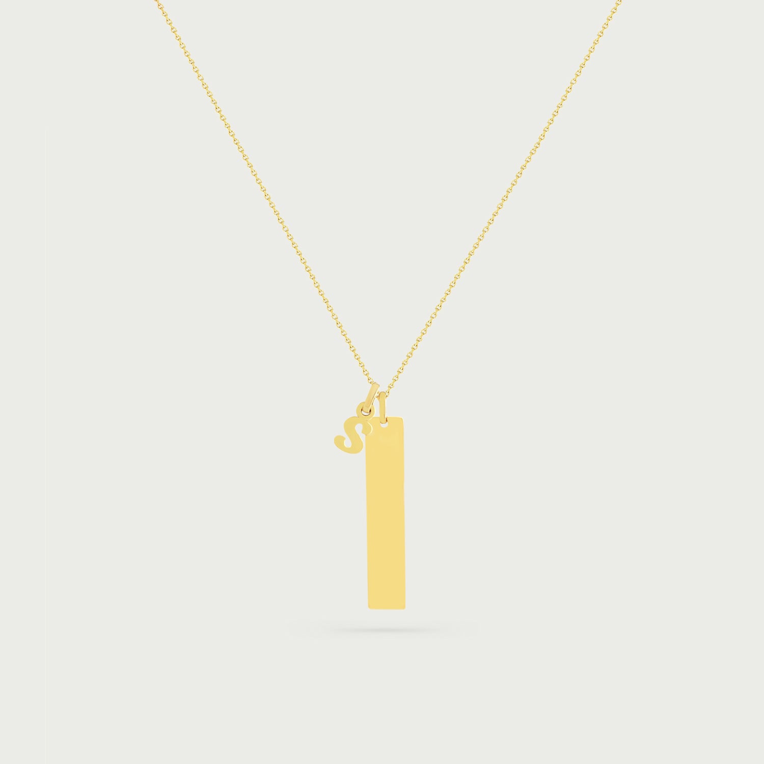 Olivia Vertical Bar Necklace with Initial Charm