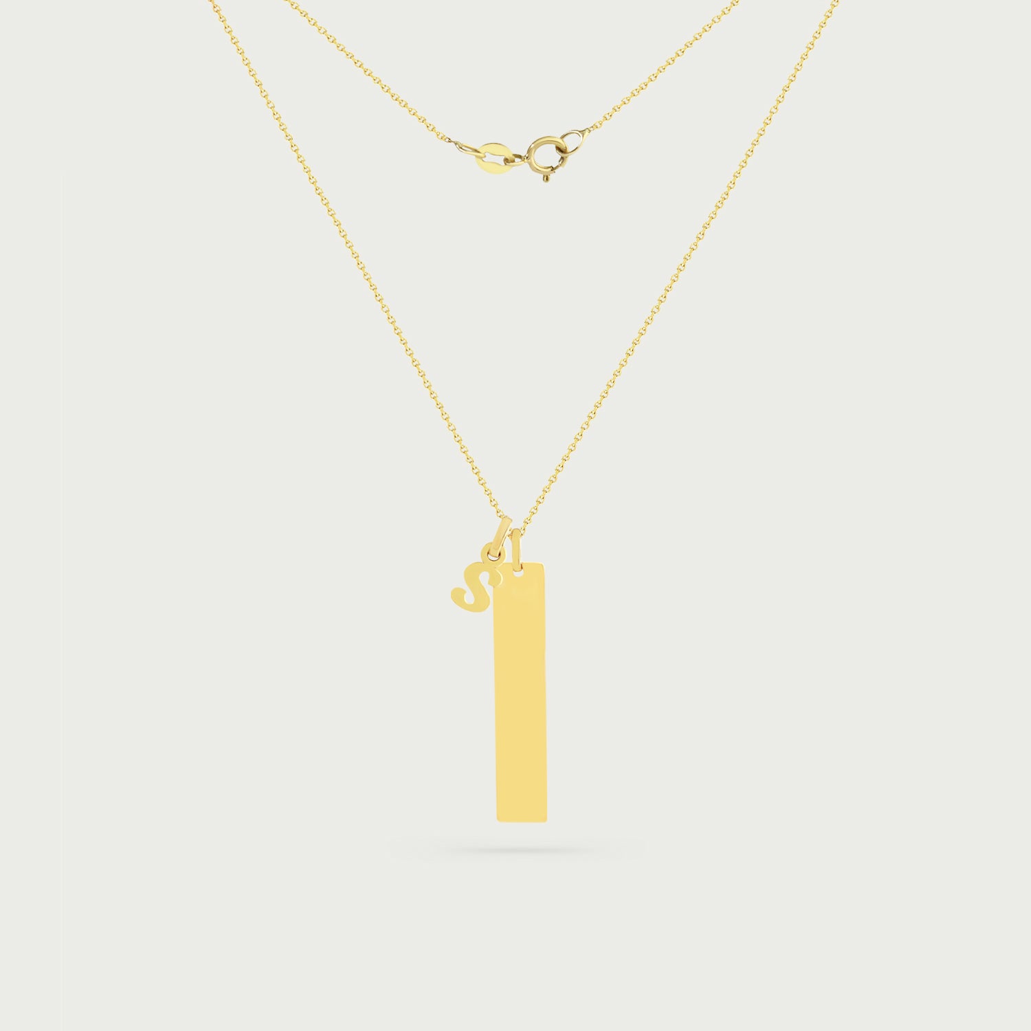 Olivia Vertical Bar Necklace with Initial Charm