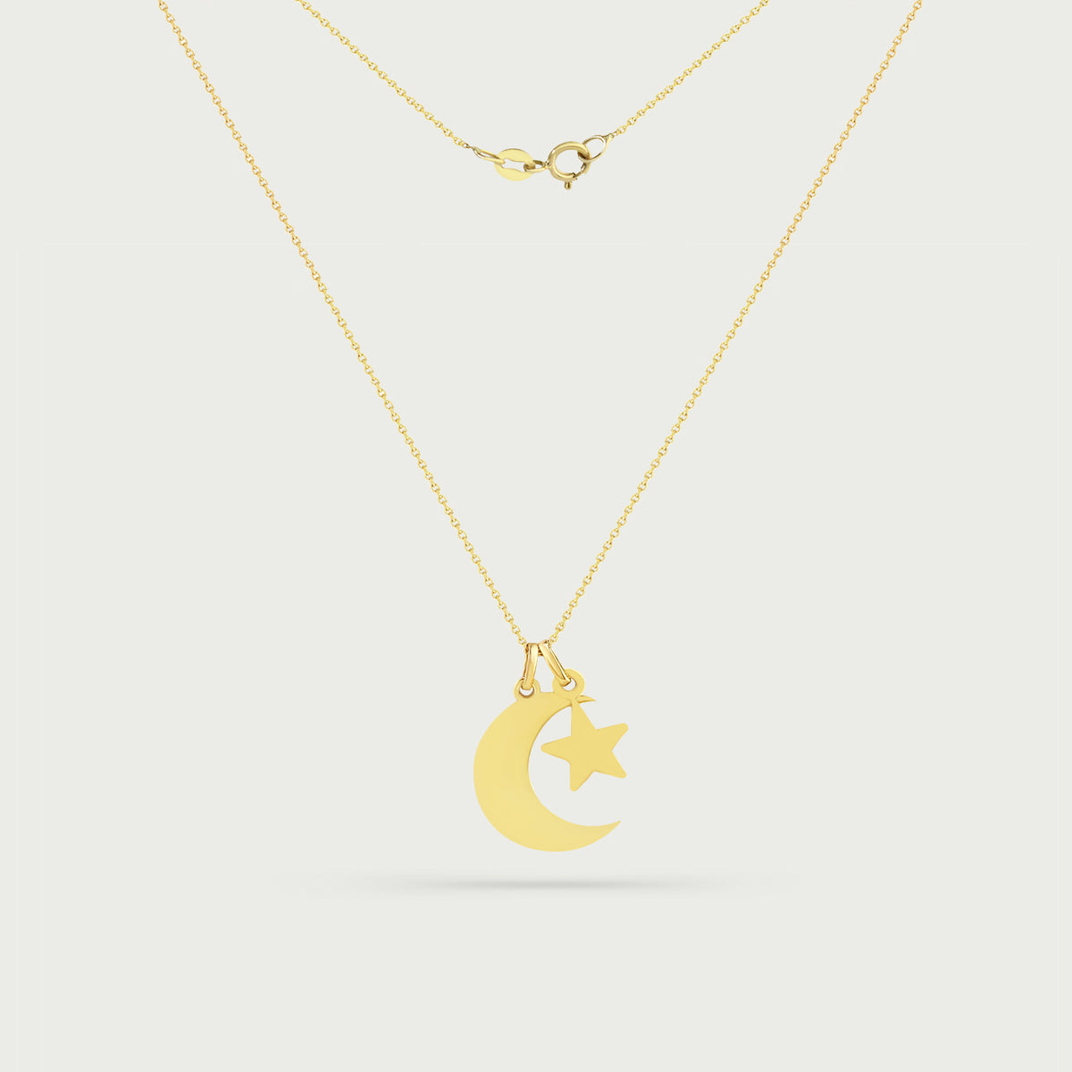 Crescent Moon with Star Gold Necklace