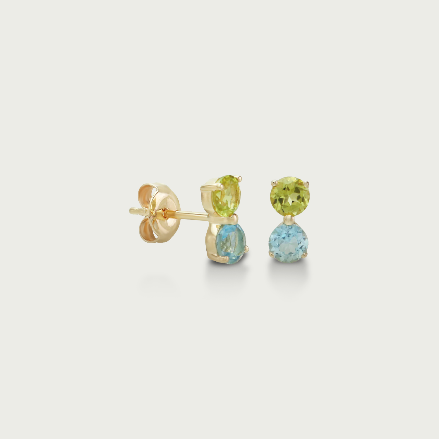 Dual Glow Contrast Gemstone Stud Earrings