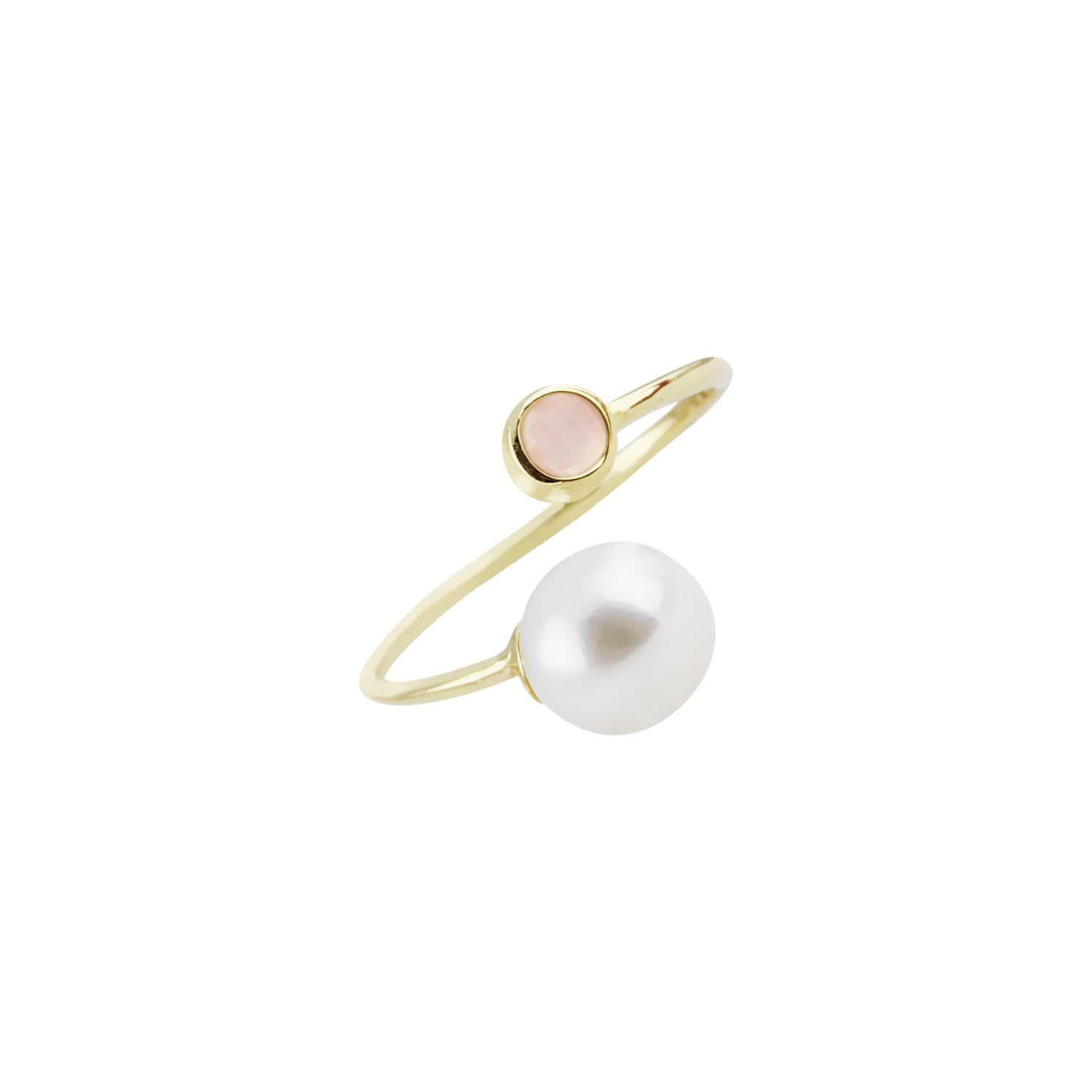 Twin Treasures Pearl and Gemstone Kissing Ring