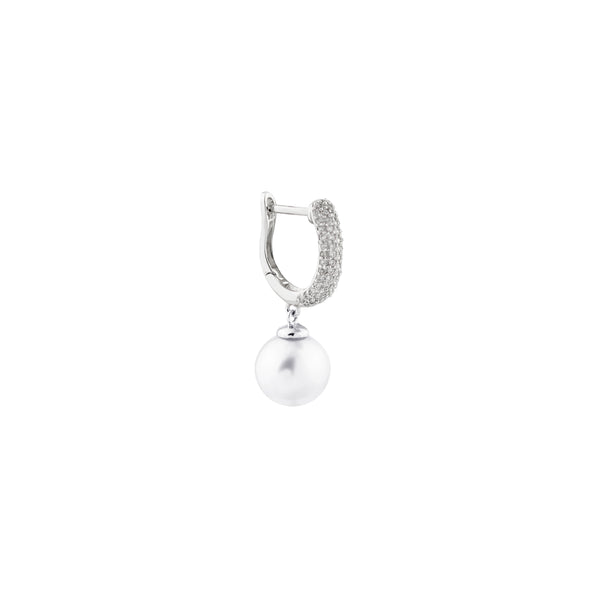 White South Sea Pearl Drop Earrings in 18K White Gold