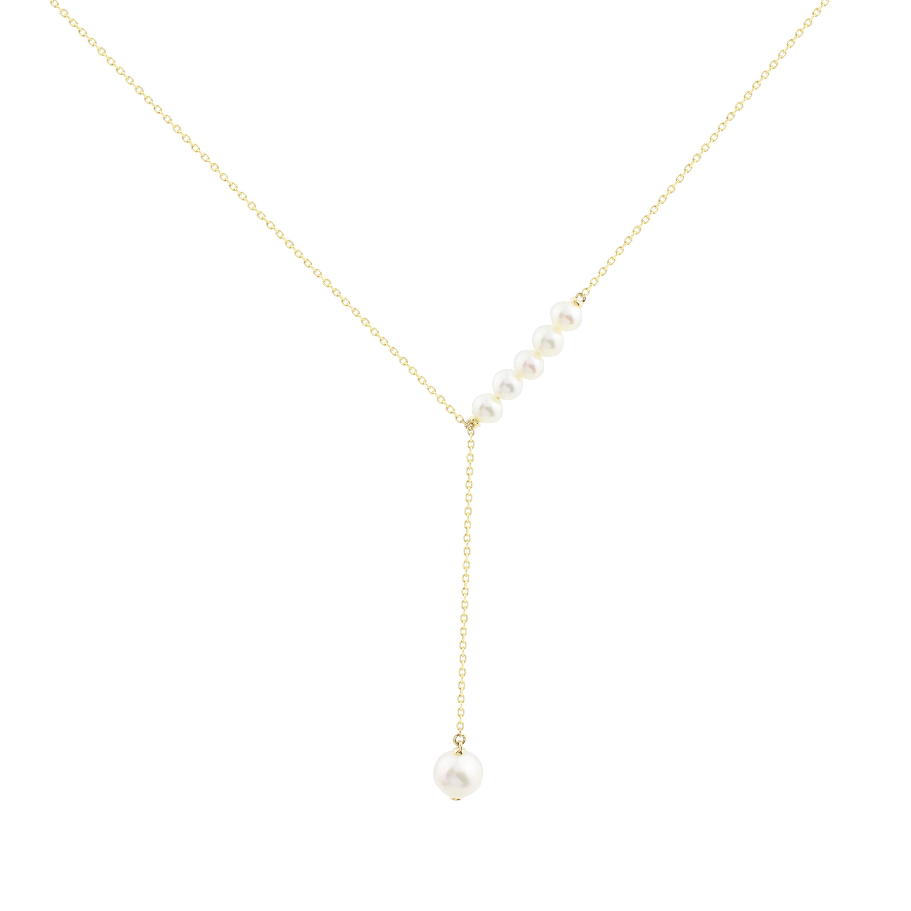 Solitaire Drape Pearl Necklace