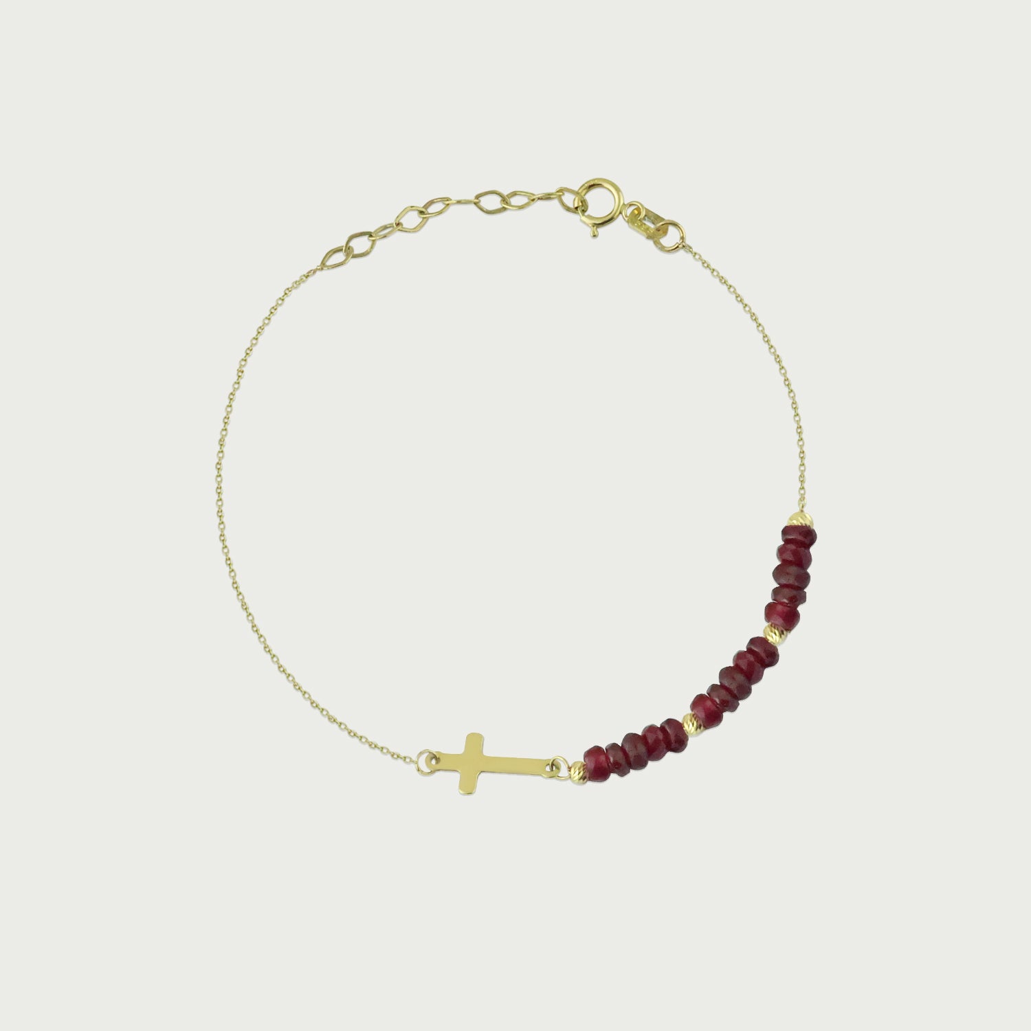 Sovereign Cross Ruby Beaded Bracelet