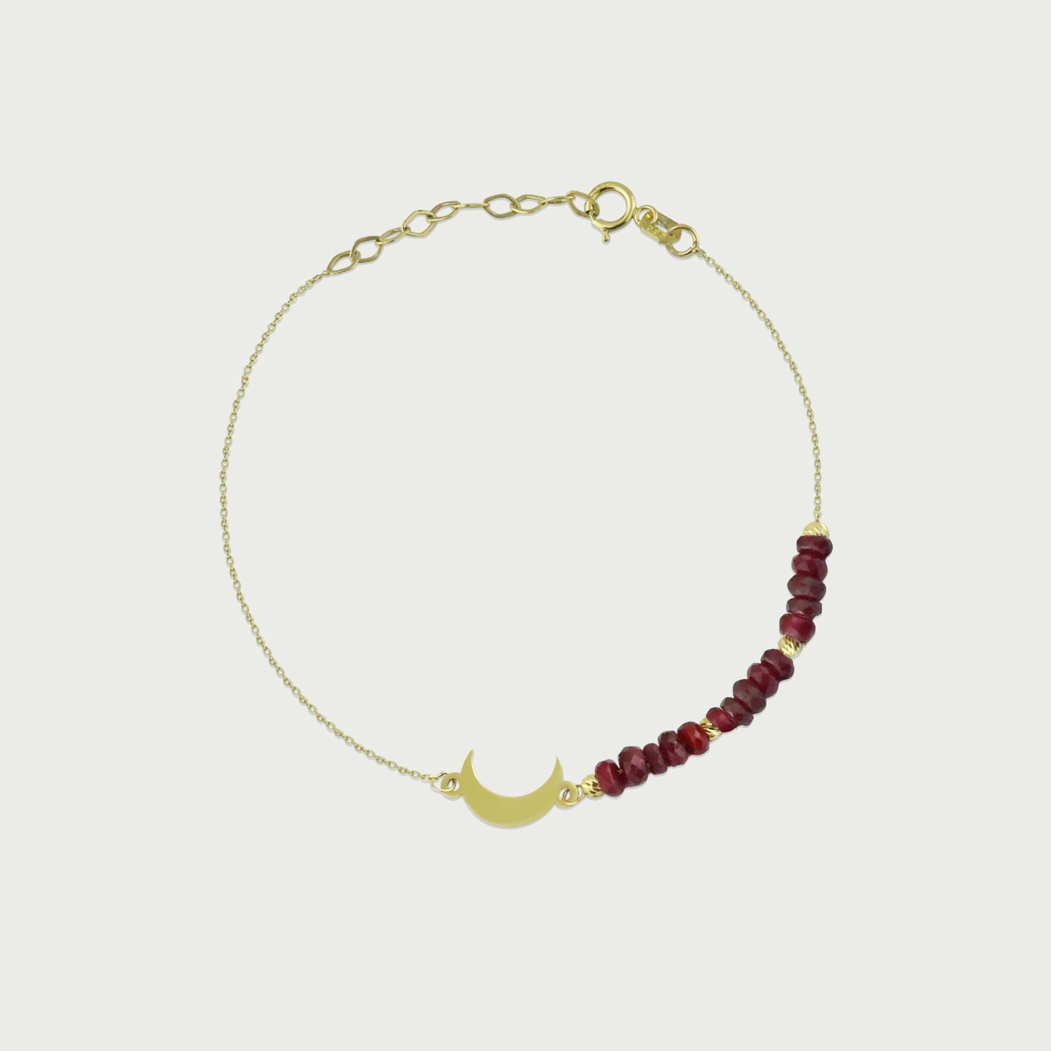 Luna Moon Charm Ruby Beaded Bracelet