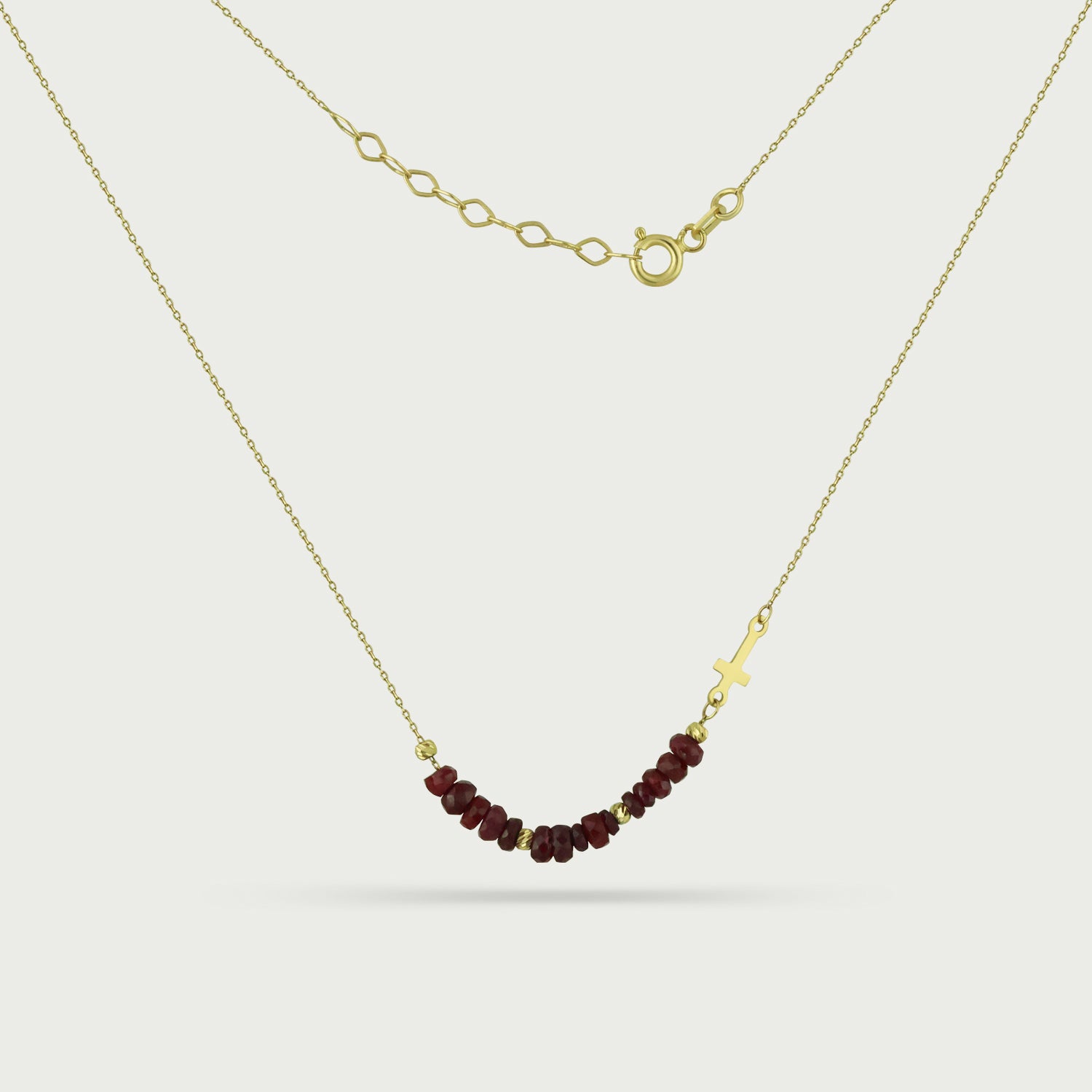 Seraphina Ruby Cross Beaded Necklace