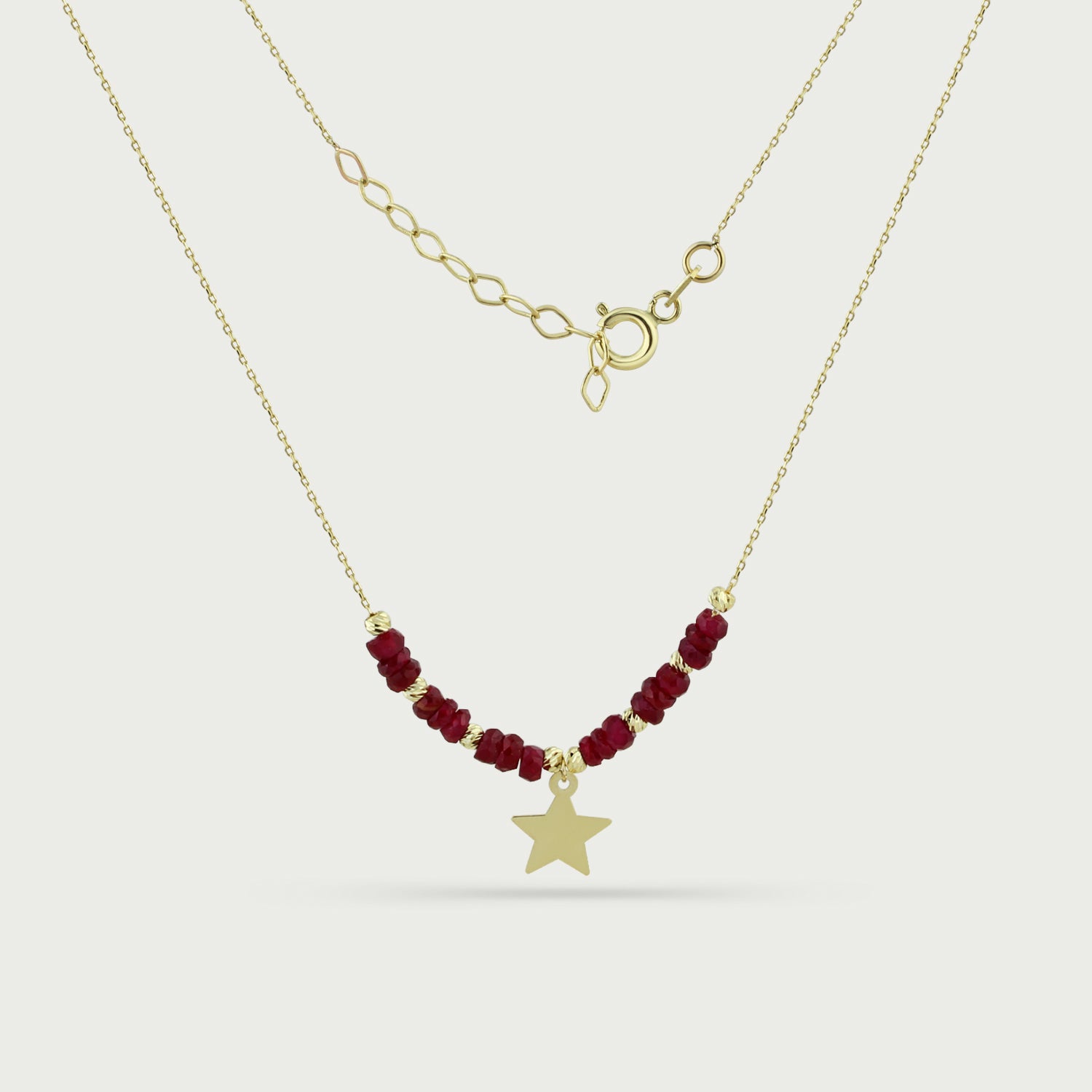 Crimson Constellation Ruby Beaded Necklace