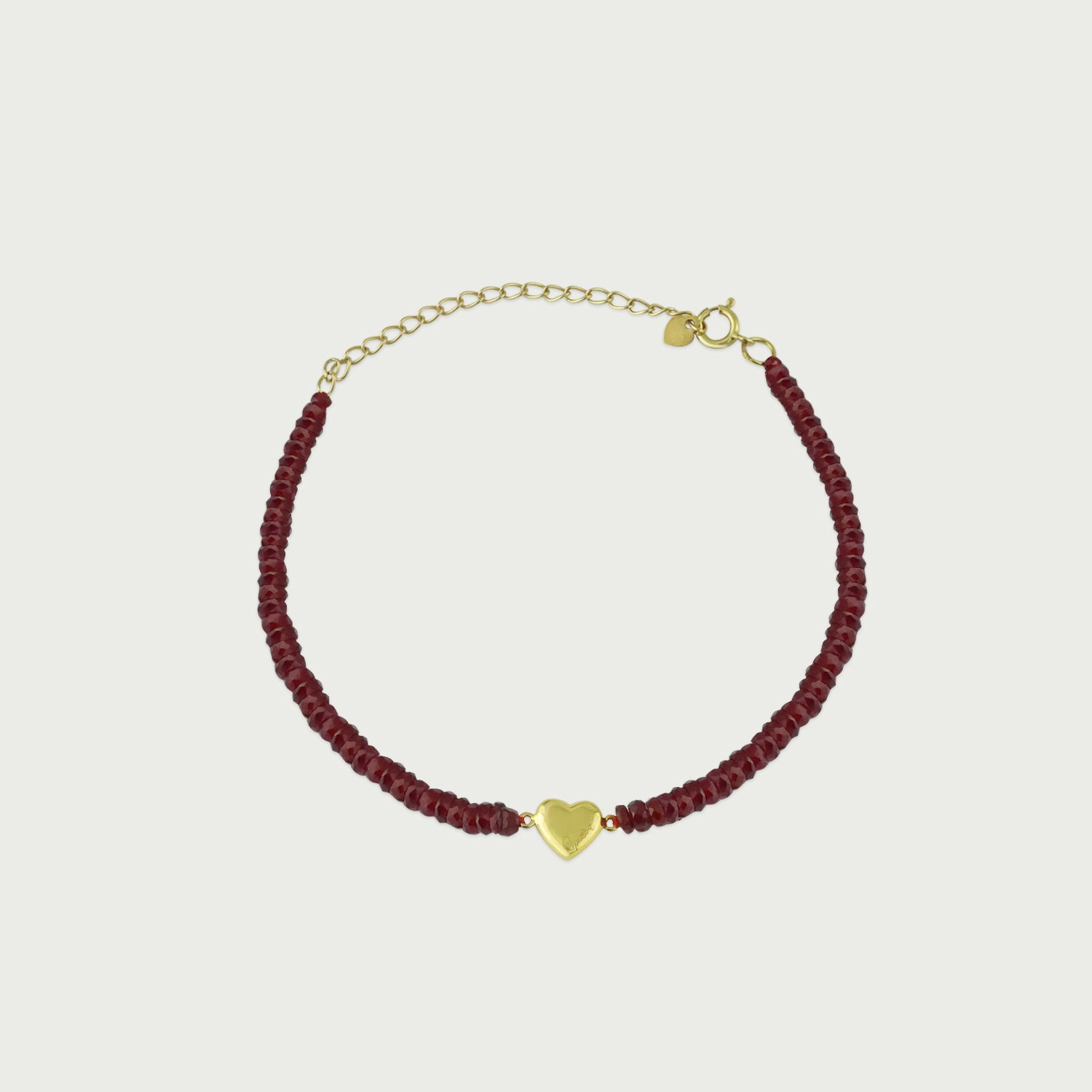 Love Charm Ruby Beaded Bracelet