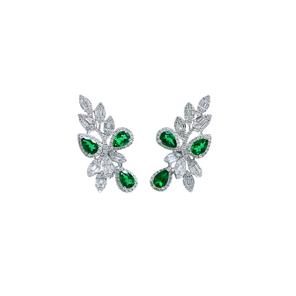 Floral Emerald Dangling Earrings