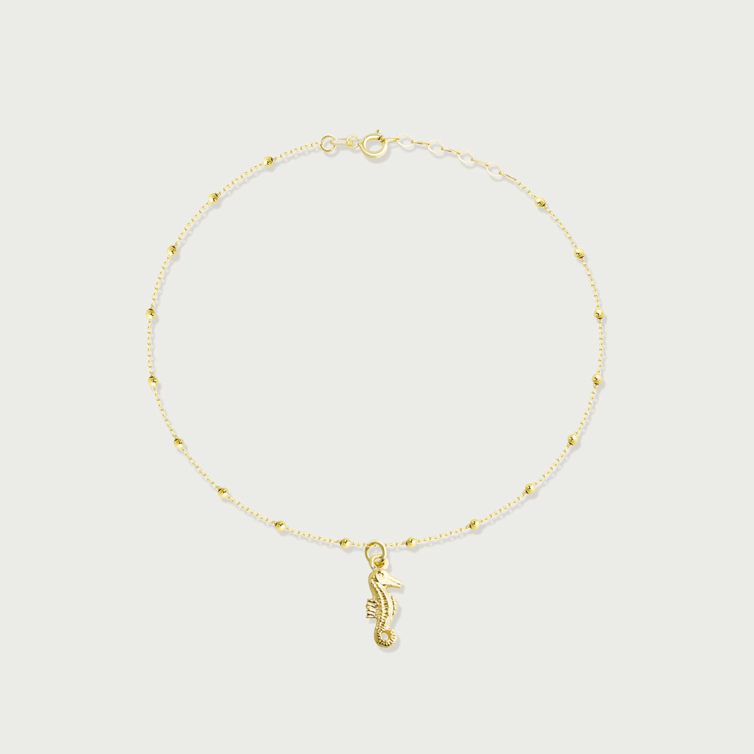 Sun, Surf, and Seahorse Gold Anklet