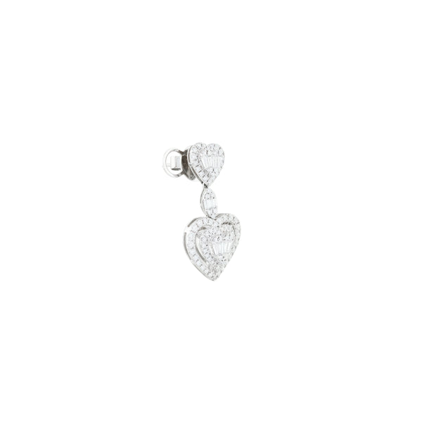 Happy Heart Baguettes Diamond Dangling Earrings