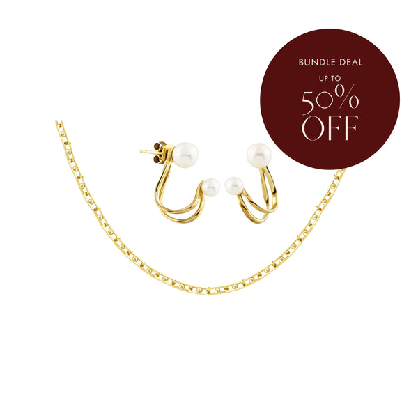 Bundle Deals: Not Your Usual Necklace and White Pearl U-Shaped Jacket Earrings