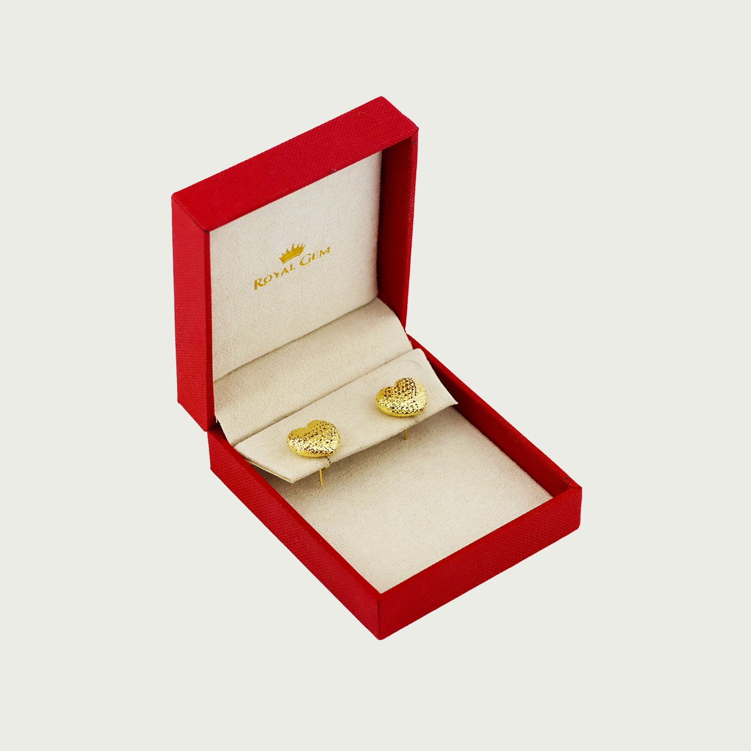 Heart Sparkle Gold Stud Earrings