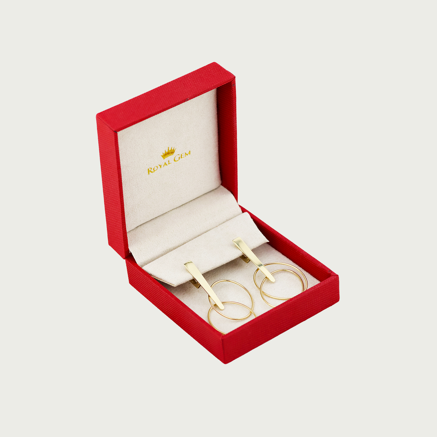 Double Decker Elegance Gold Dangling Earrings