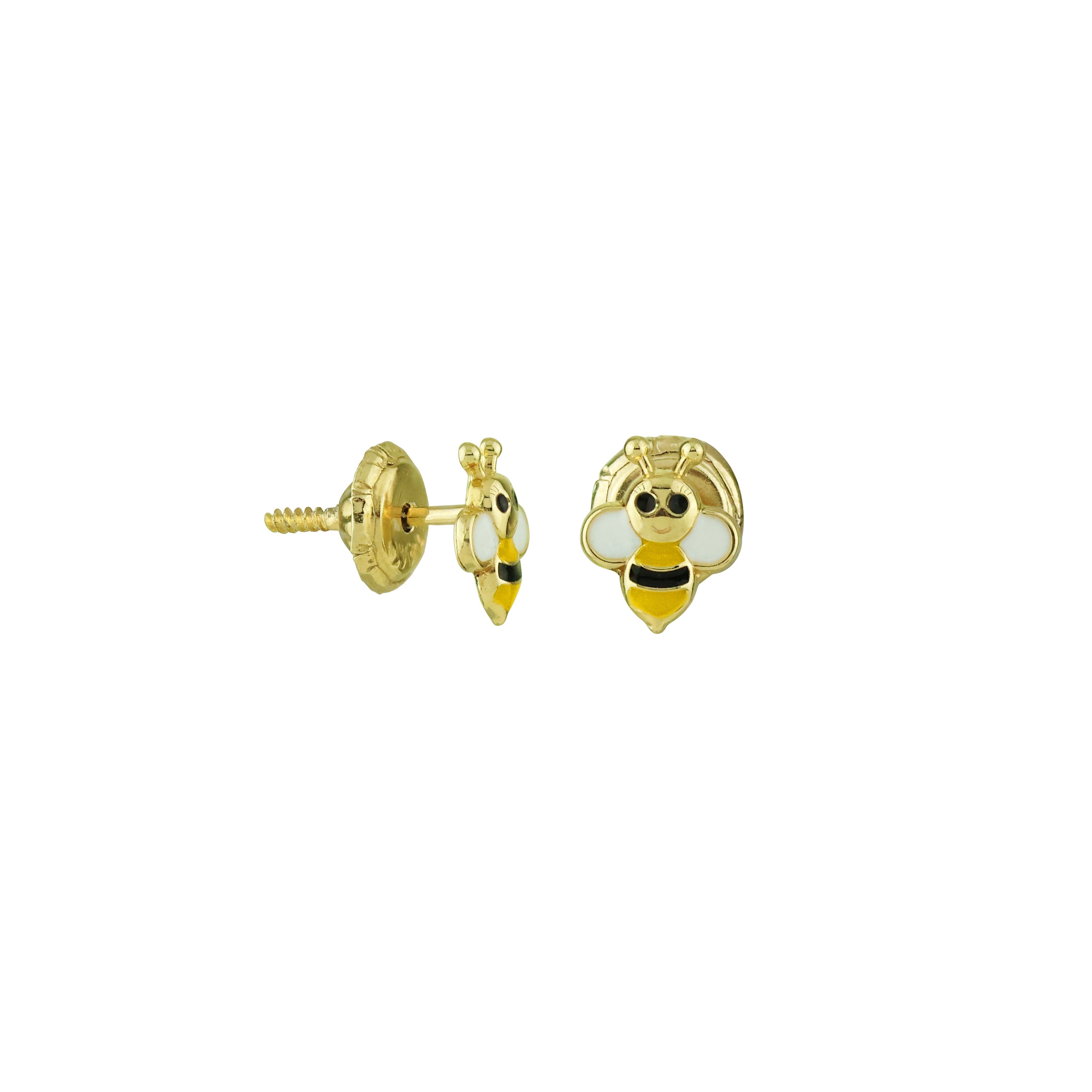 Bee Dazzled Gold Screw Earrings
