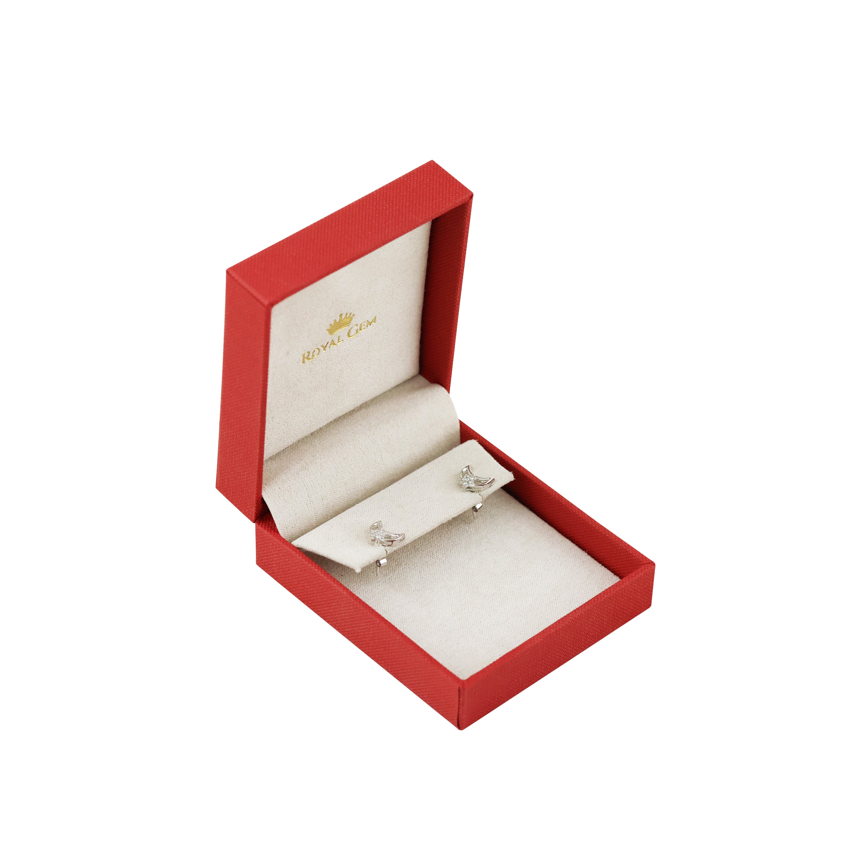 Starlit Crescent Glow Diamond Stud Earrings