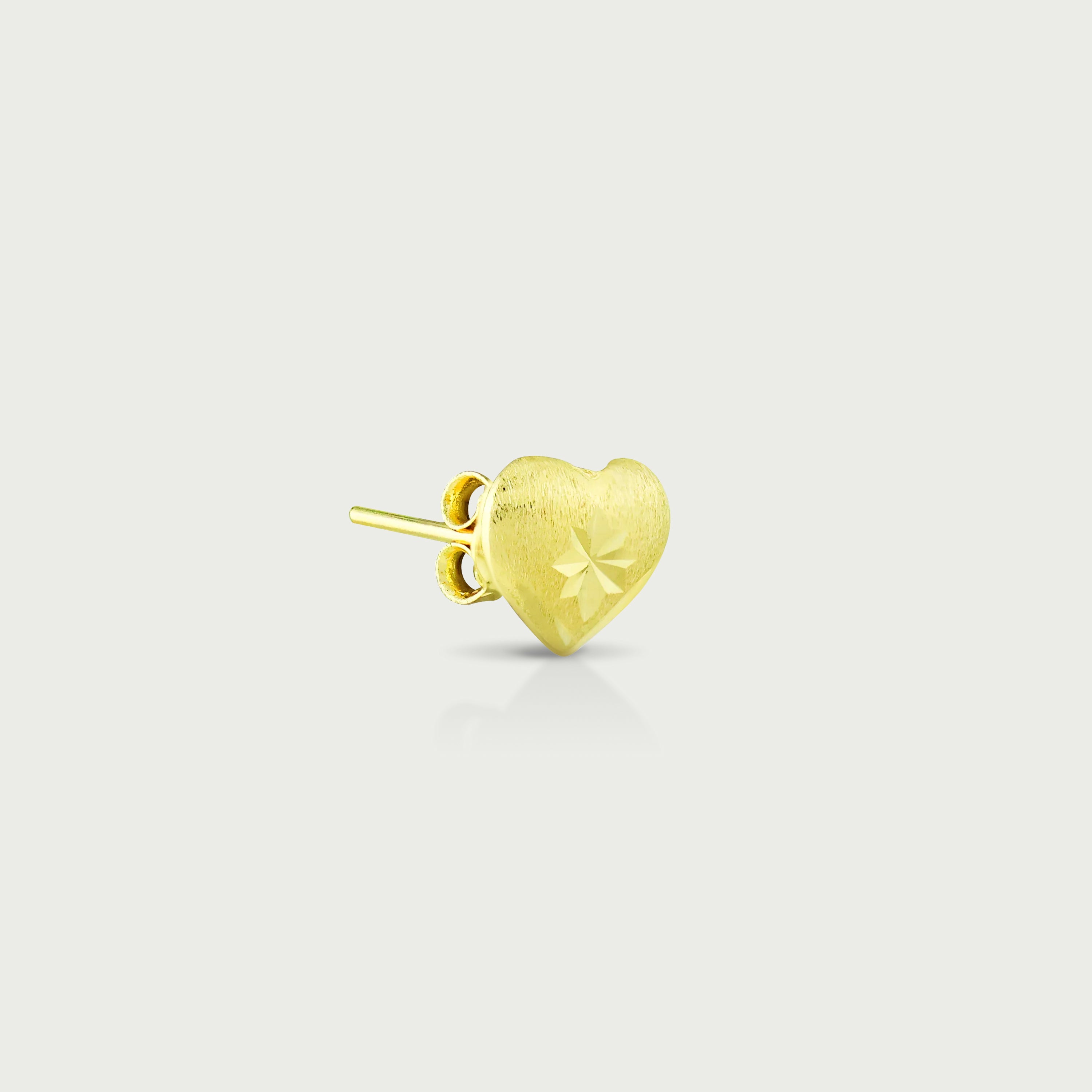 Twilight Heart Gold Stud Earring