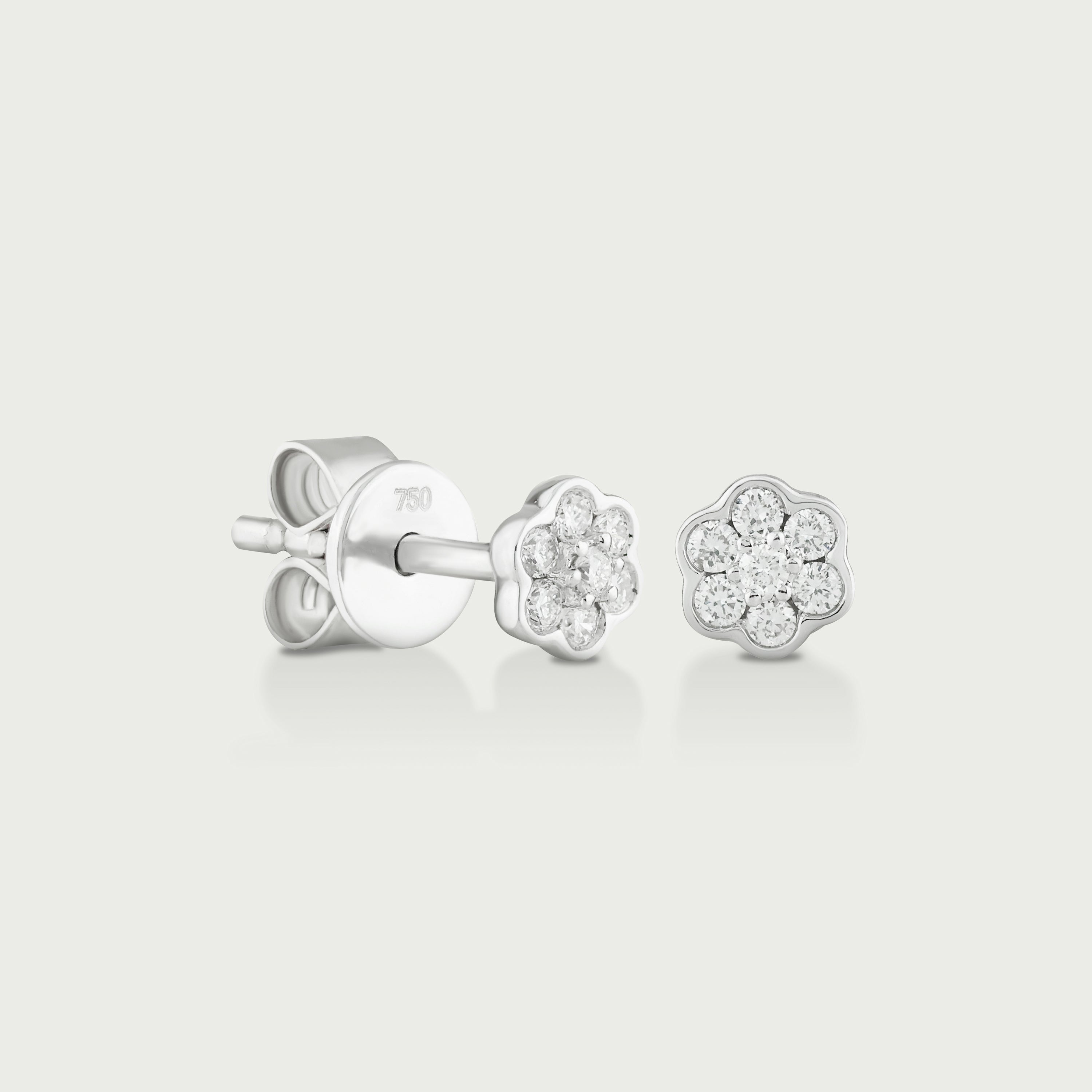 Refined Floral Diamond Stud Earrings
