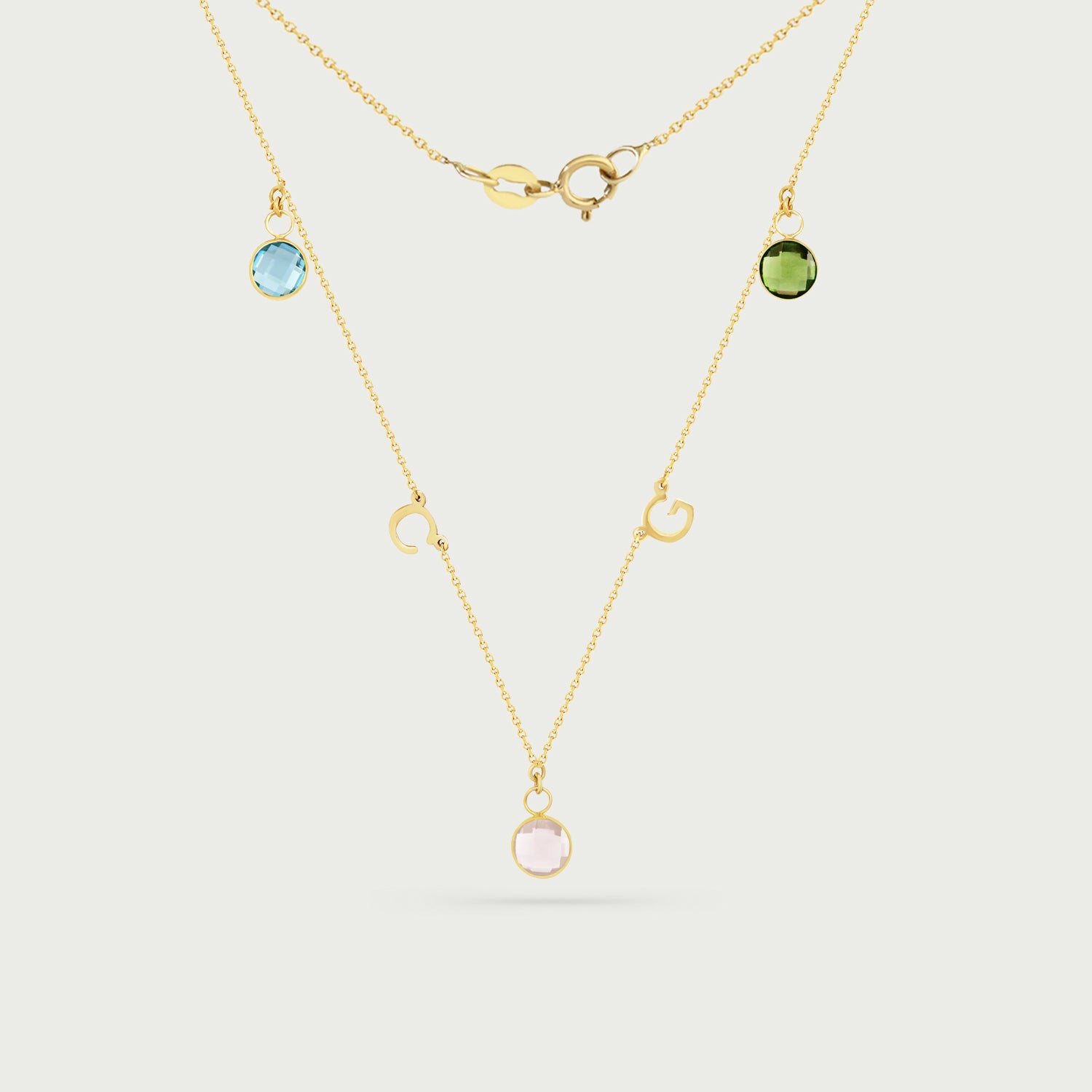 Amalfi Necklace with Triple Birthstone Charms