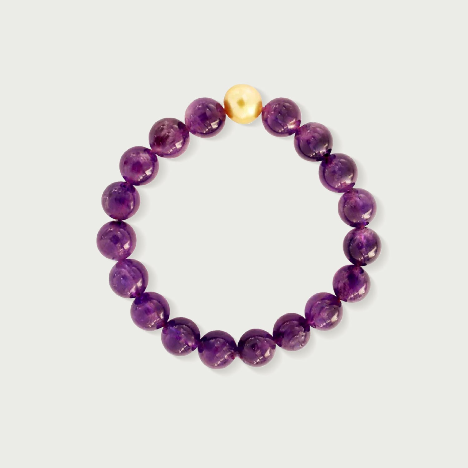 Amethyst Bead with Pearl Bracelet