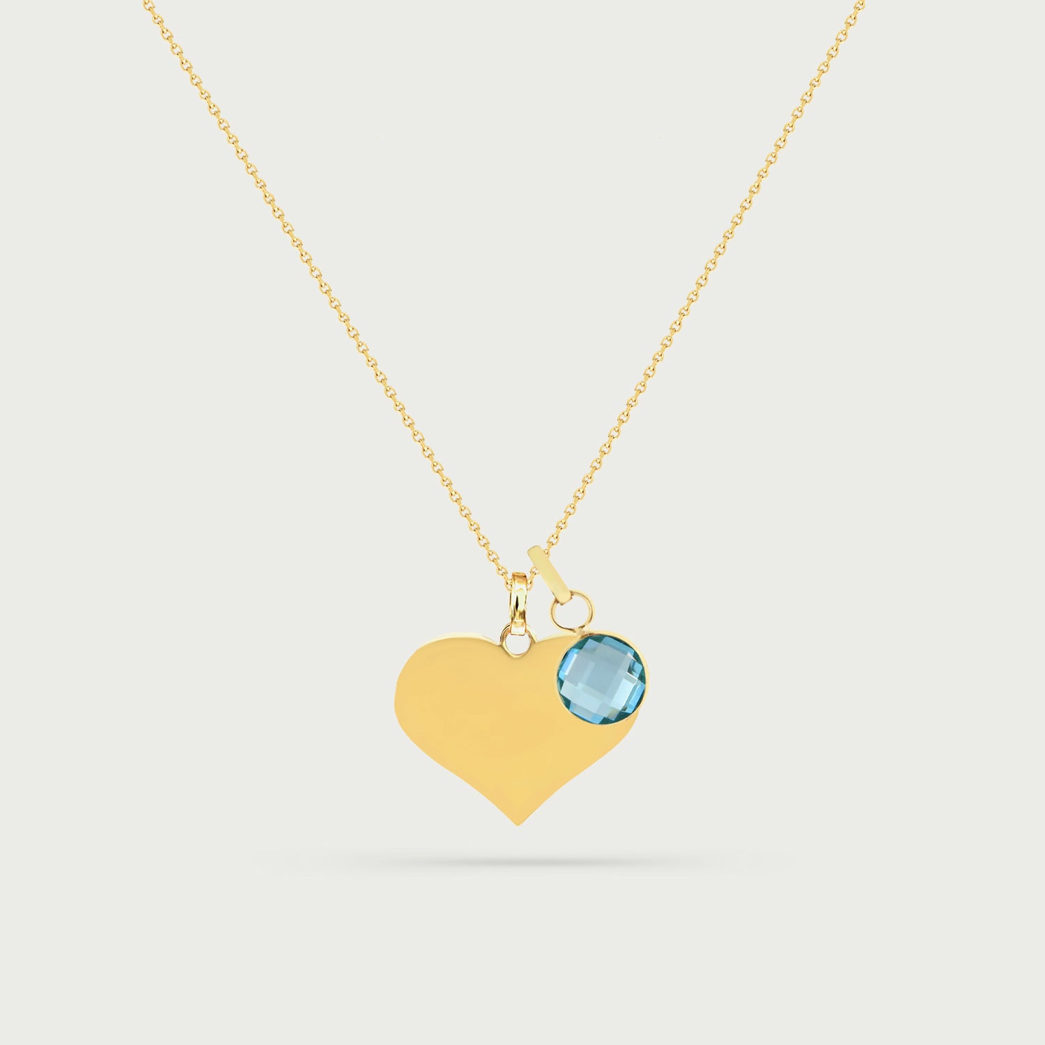 Cherie Yellow Gold Heart Necklace with Birthstone Charm
