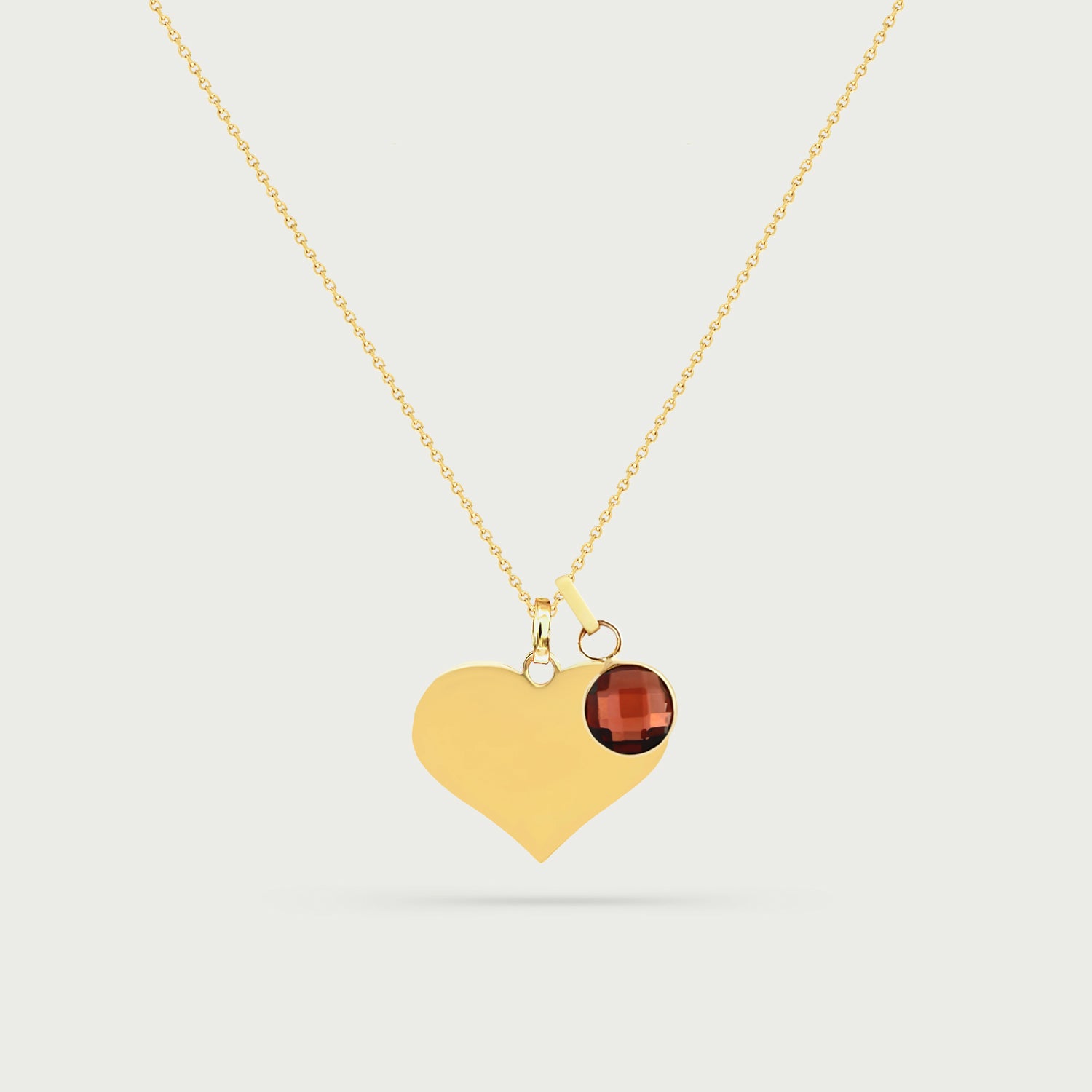 Cherie Yellow Gold Heart Necklace with Birthstone Charm