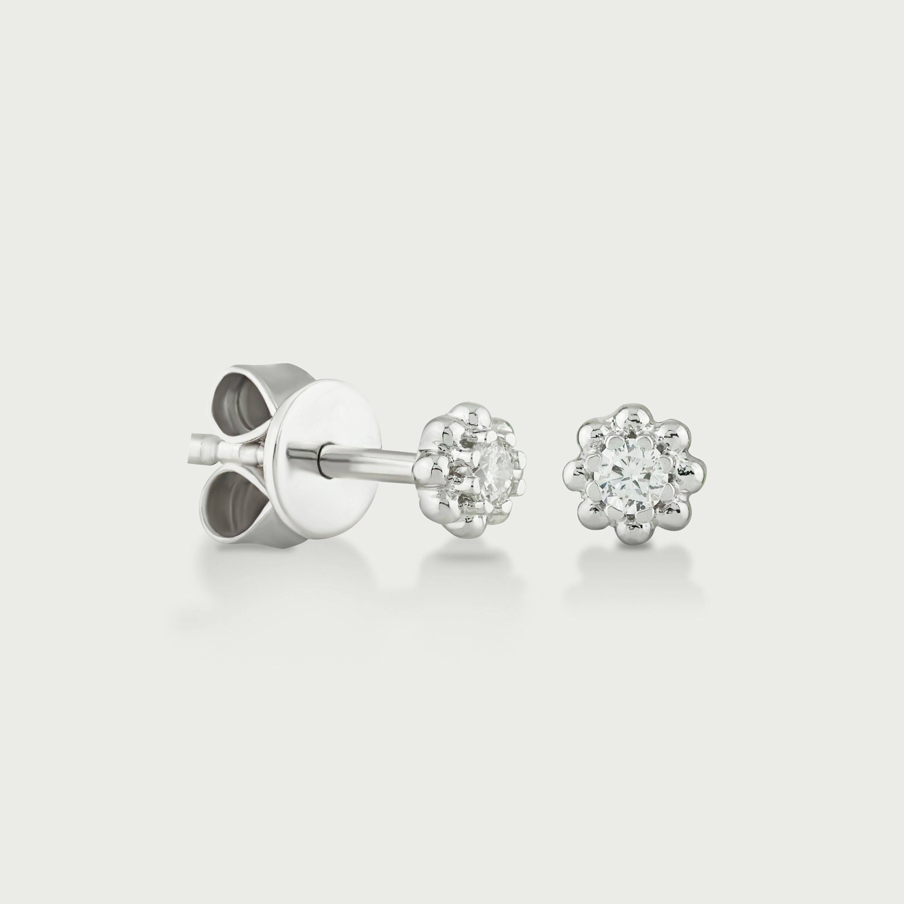 Floral Charm Diamond Stud Earrings