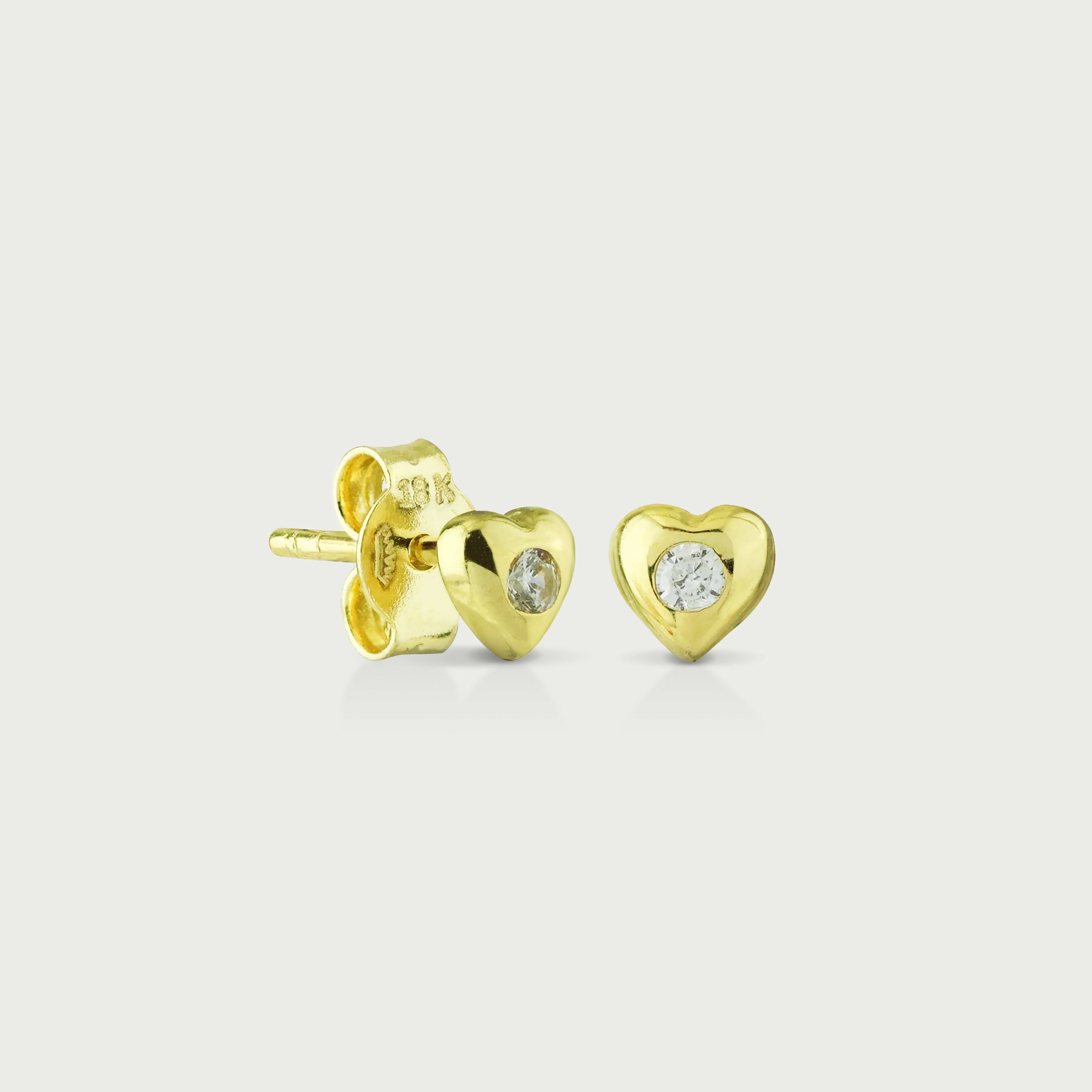 Heartbeat Mode Gold Stud Earrings