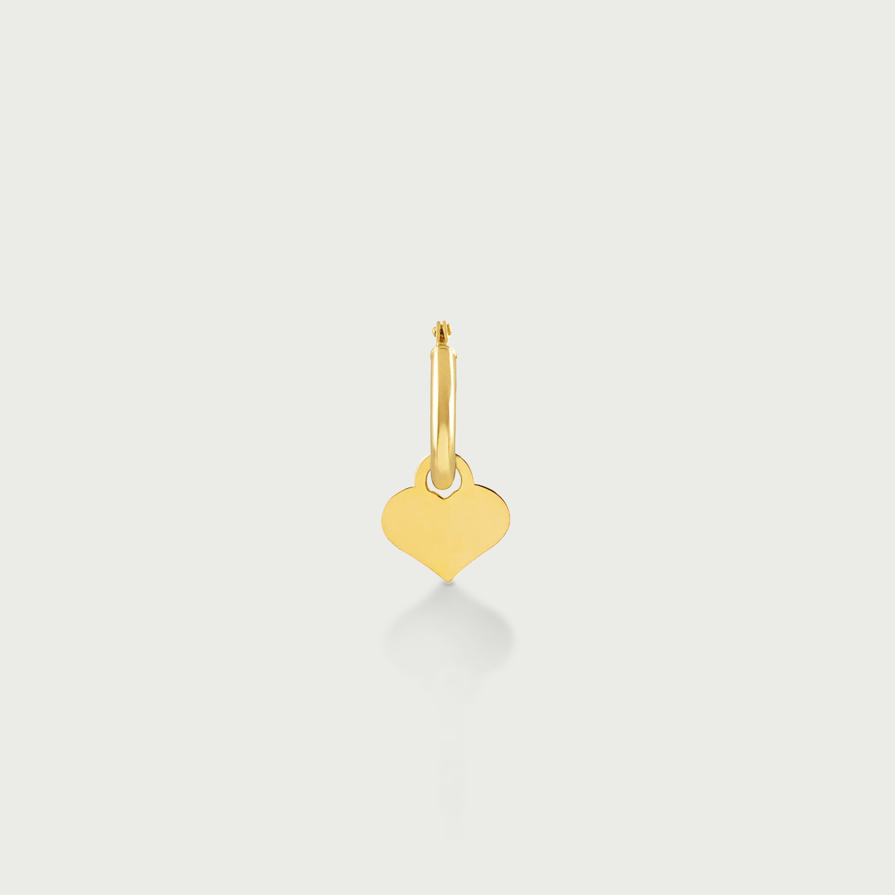 Hoop Earrings with Removable Engravable Small Heart Charm