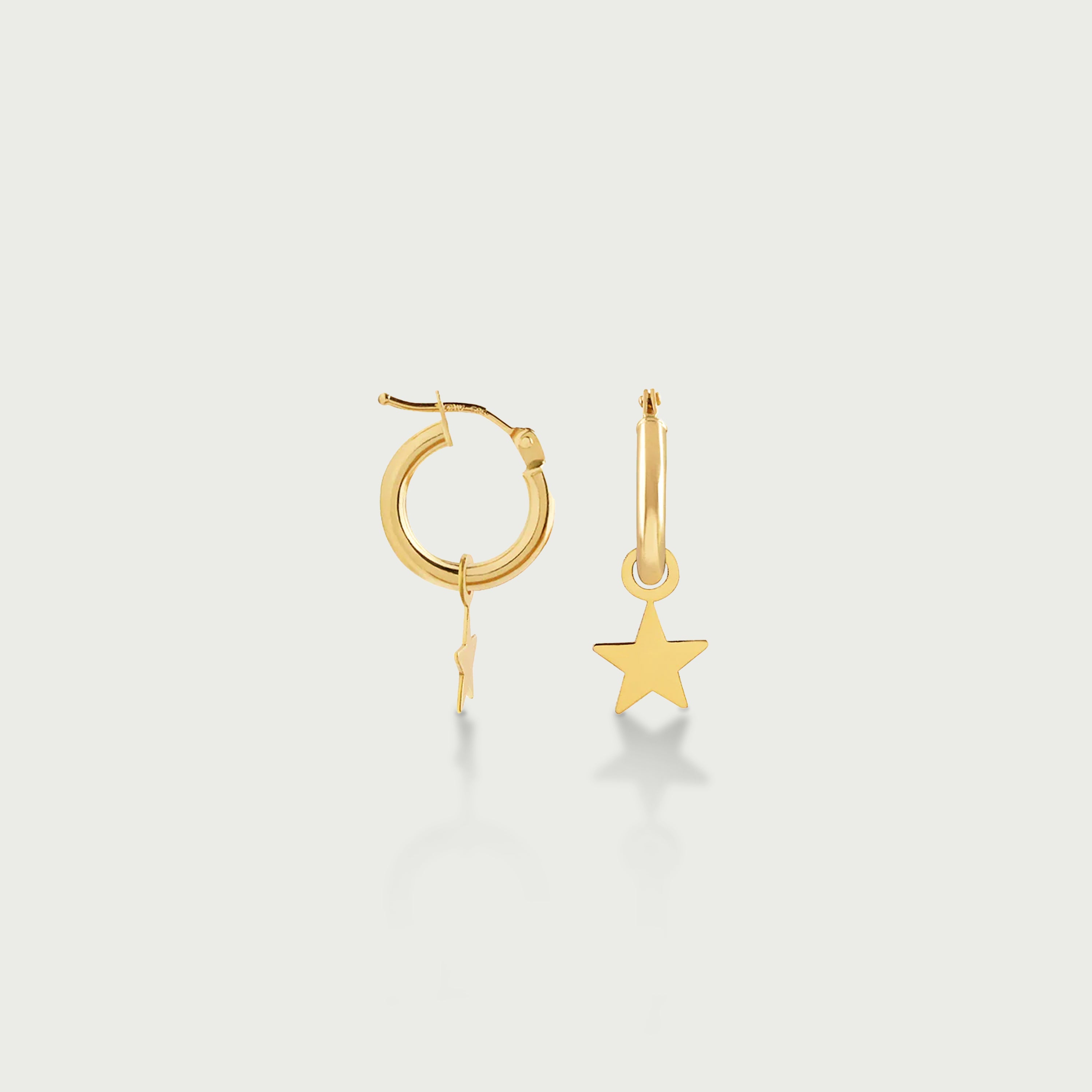 Hoop Earrings with Removable Engravable Star Charm