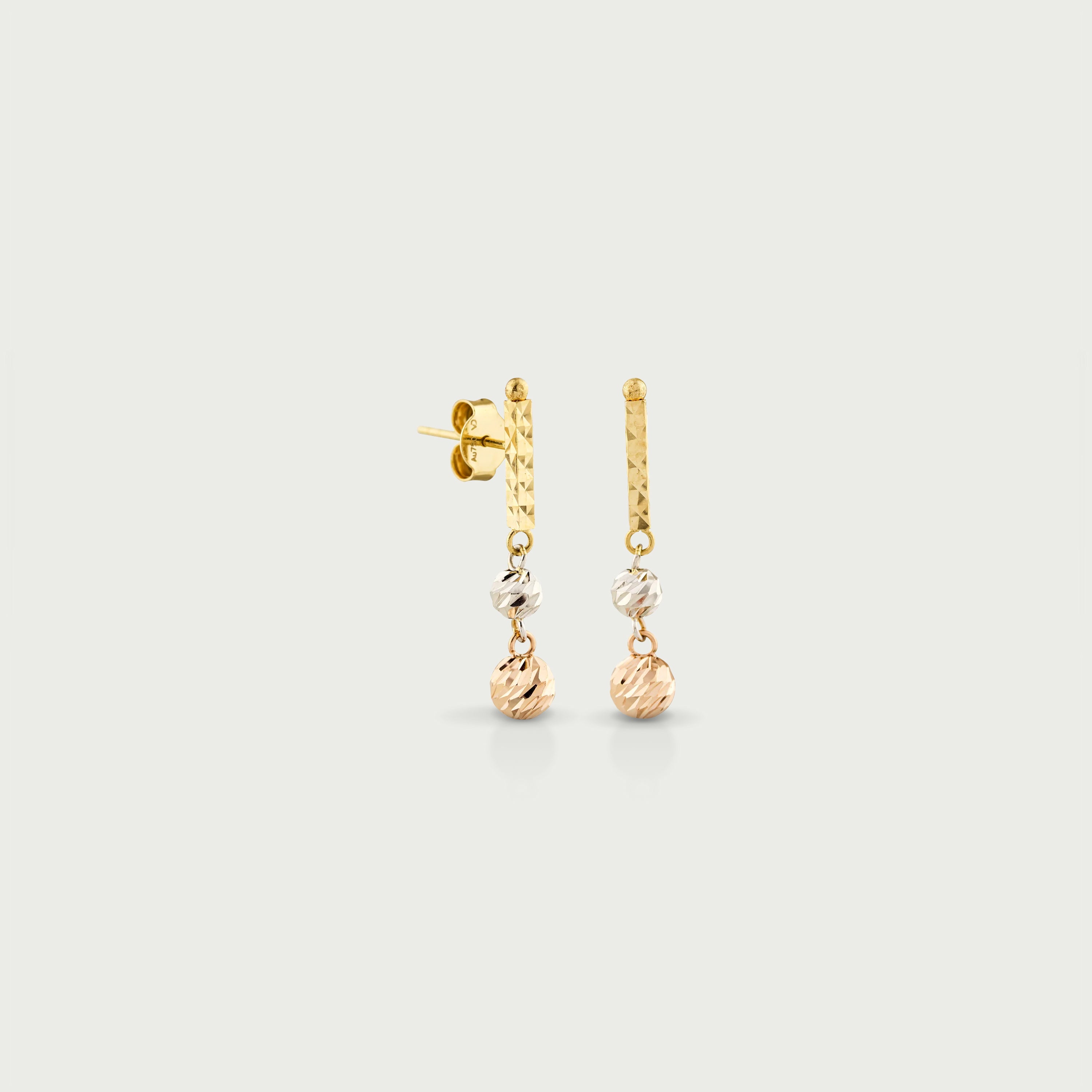Linear Bond Gold Dangling Earrings