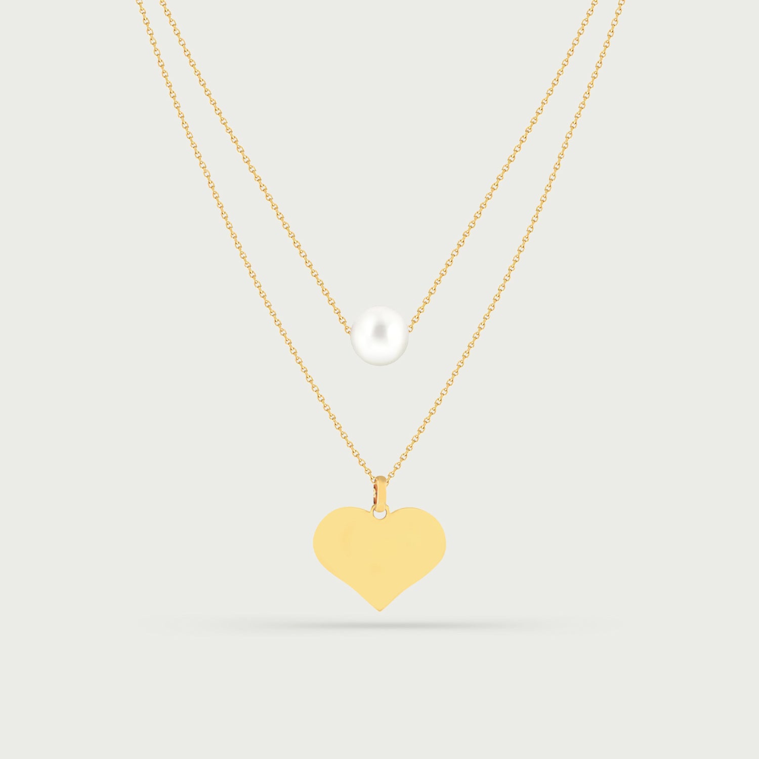 Margaux Two-Layer Pearl Necklace in Yellow Gold