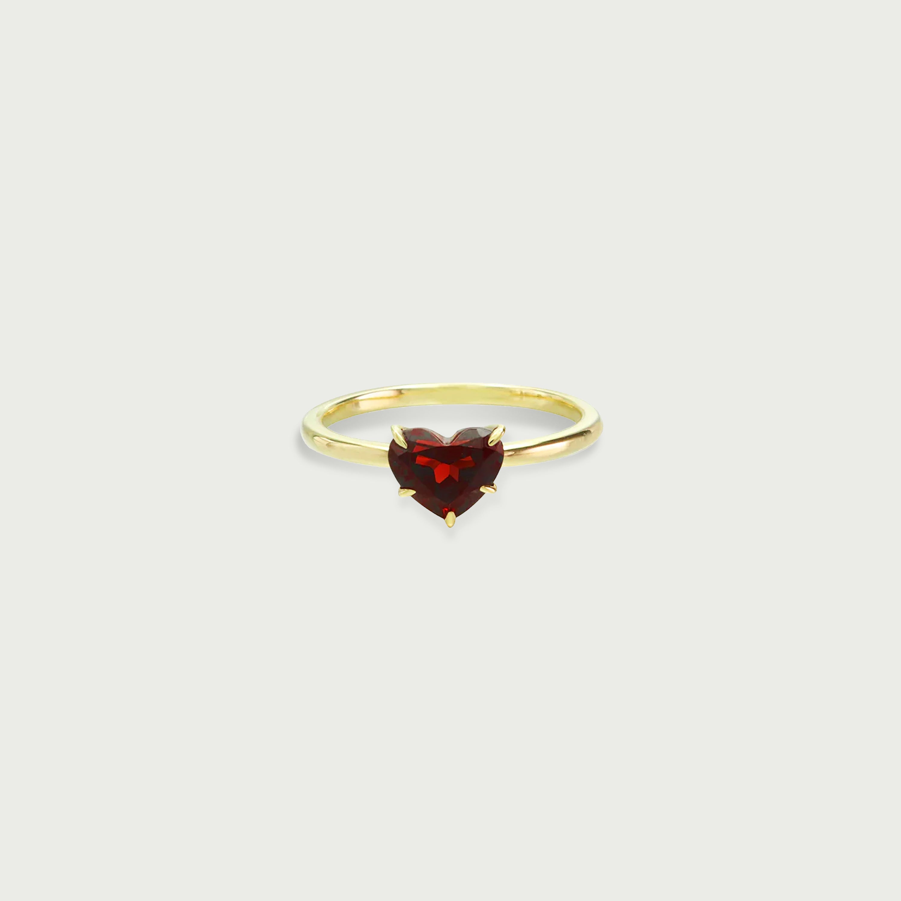 Pure Heart Garnet Solitaire Ring