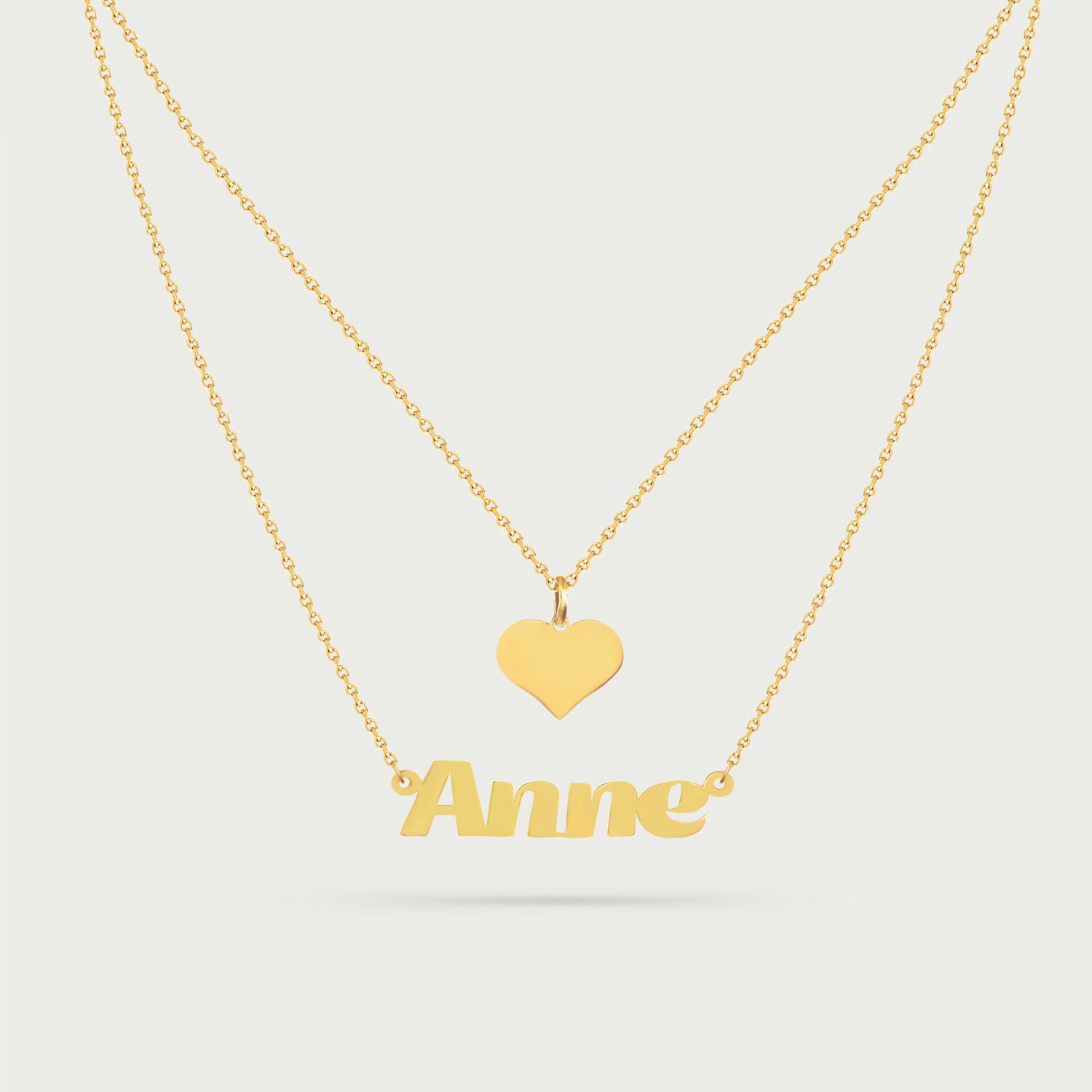 Renee Two-Layer Name Necklace in Yellow Gold