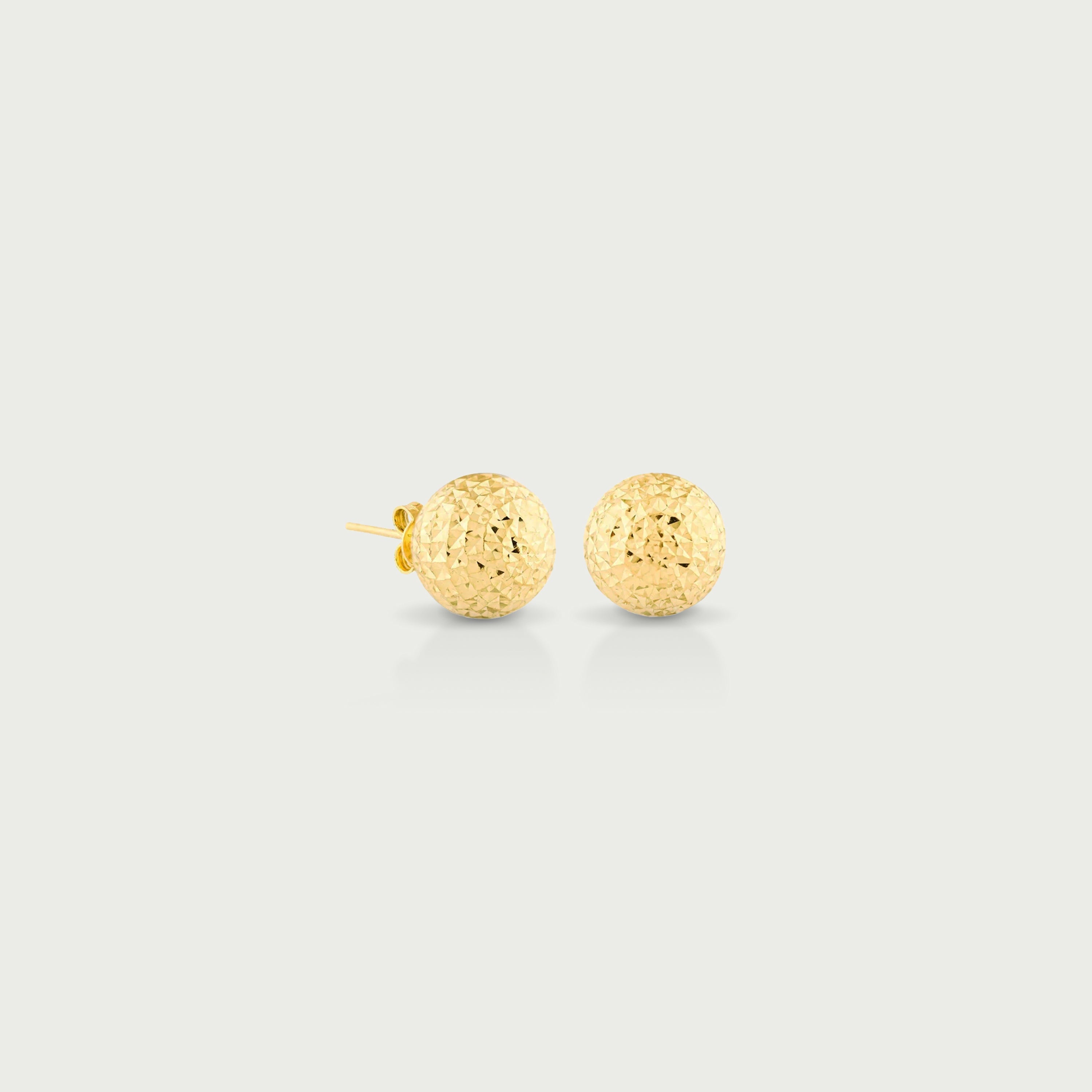 Solaire Ball Sparkle Gold Stud Earrings
