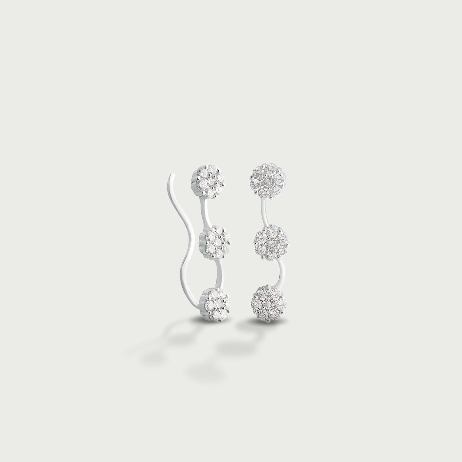 Triple Blossom Diamond Crawler Earrings