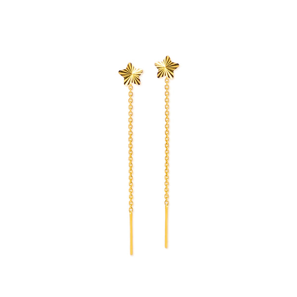18K Chinese Gold Star Stringer Earrings