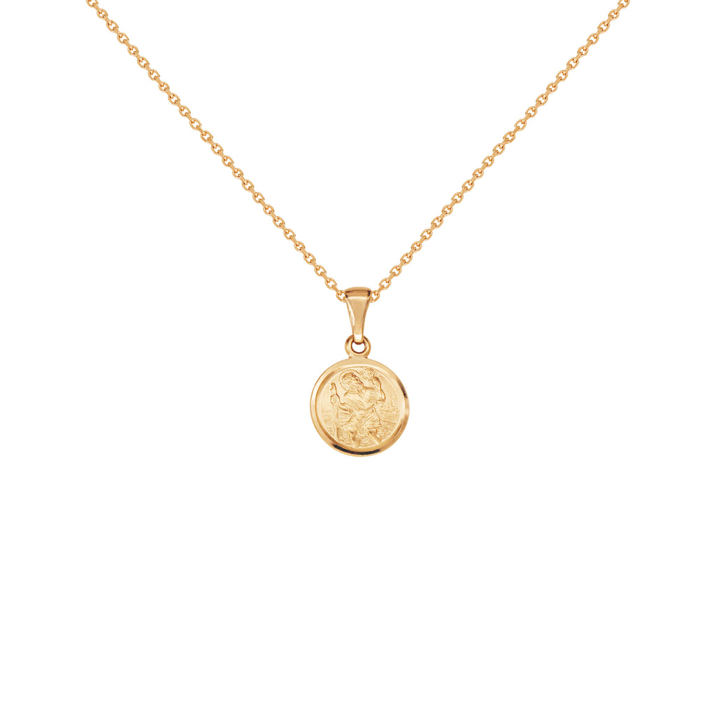14K Italian Gold Necklace with Saint Christopher Pendant