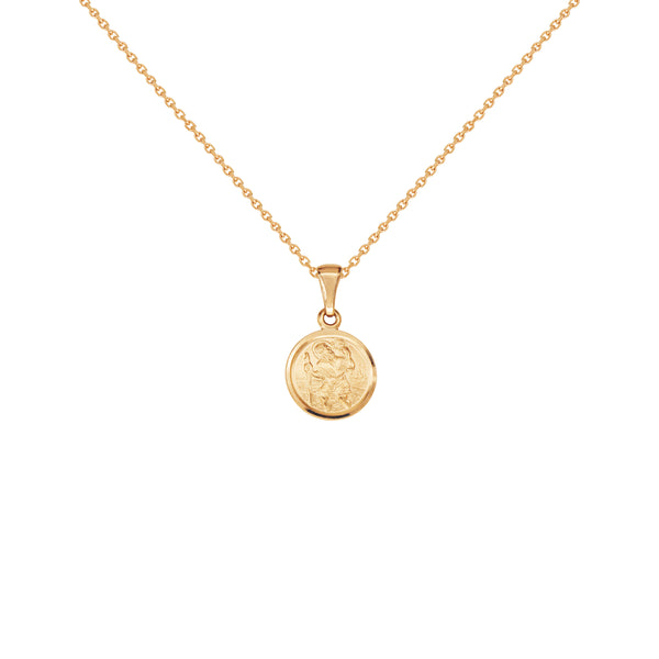 14K Italian Gold Necklace with Saint Christopher Pendant