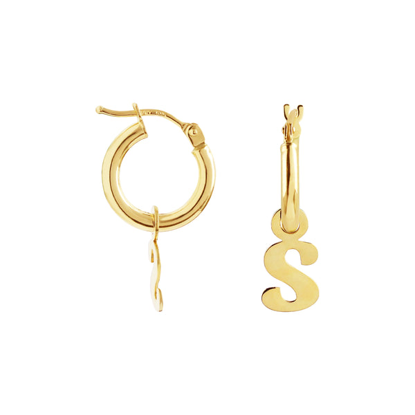 Hoop Earrings with Removable Charm Initial