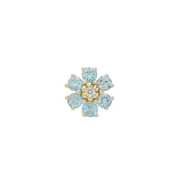 Babe, Just Be Yourself Blue Topaz Floral Stud Earrings