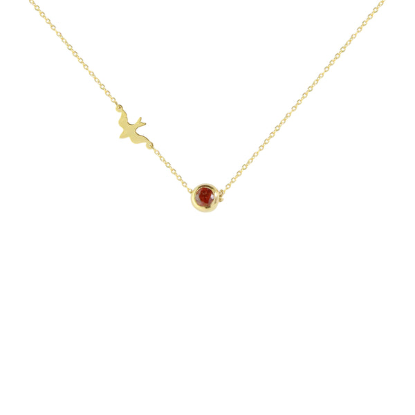 All Dolled Up Garnet Necklace with Dove Charm