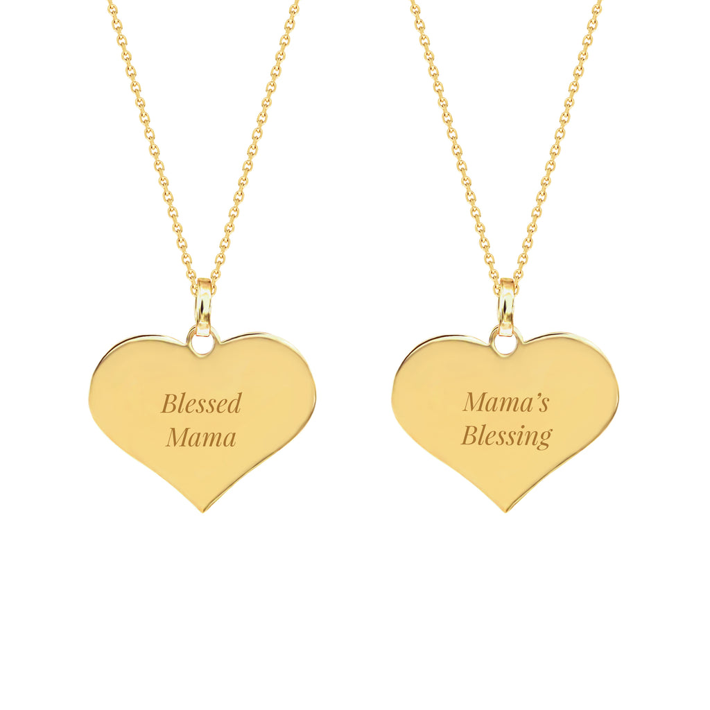 Blessed Mama and Mama's Blessing Mother and Child Heart Necklace