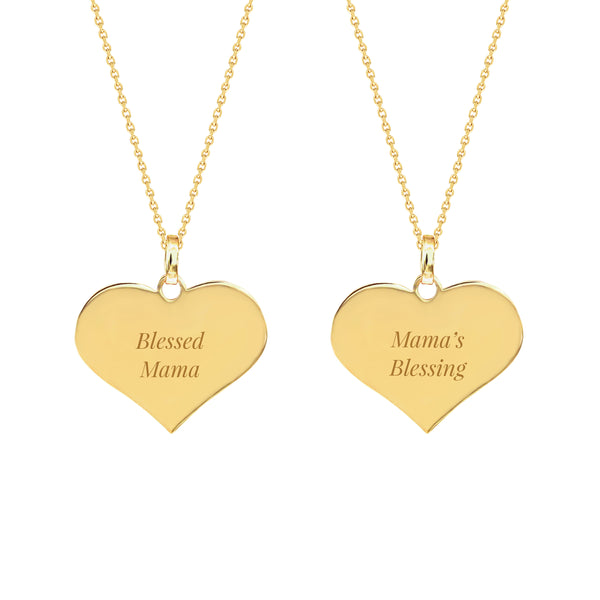 Blessed Mama and Mama's Blessing Mother and Child Heart Necklace