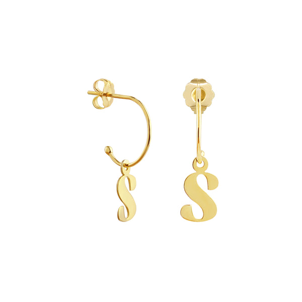 C-Hoop Earrings with Removable Charm Initial