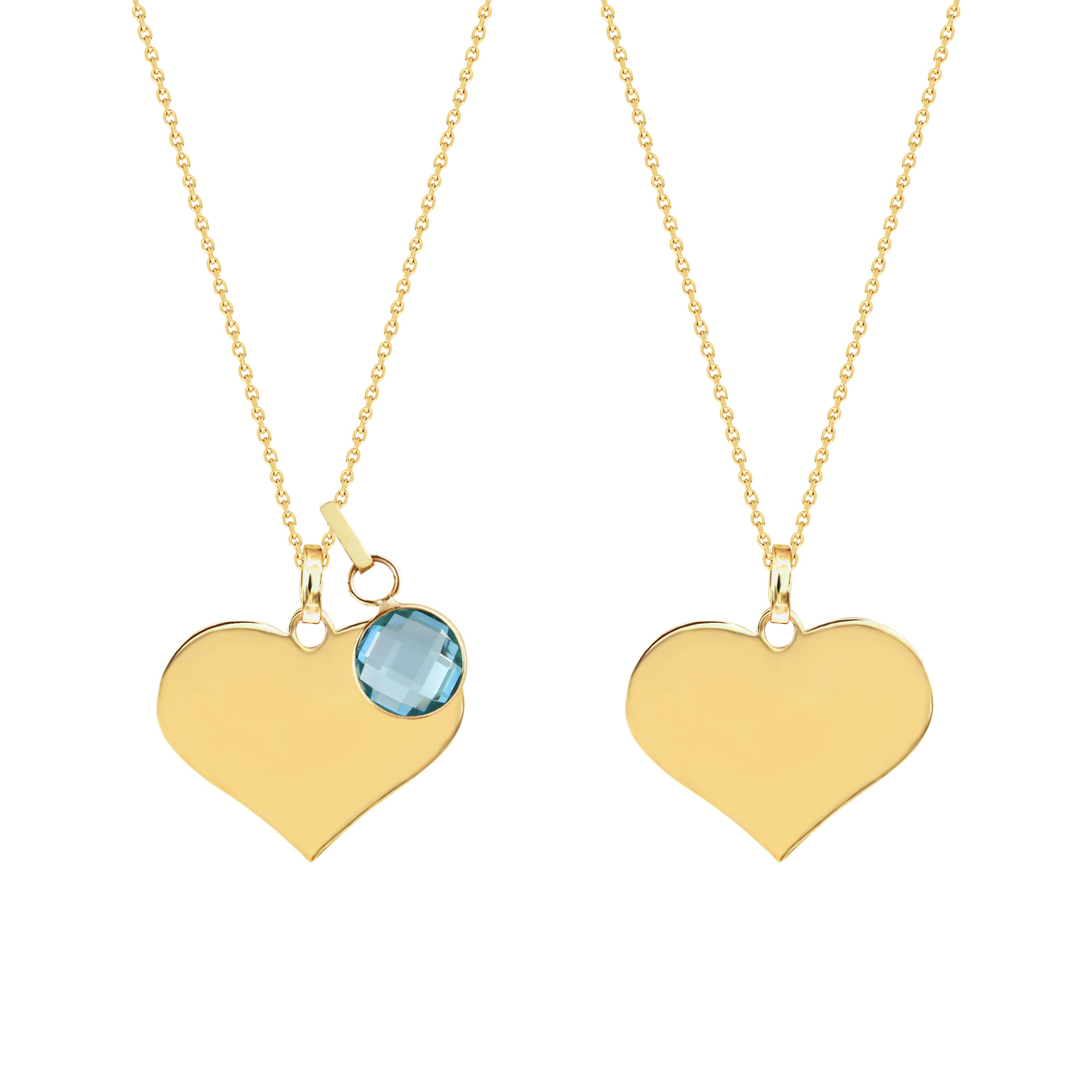 Cherie Yellow Gold Heart Necklace with Birthstone Charm