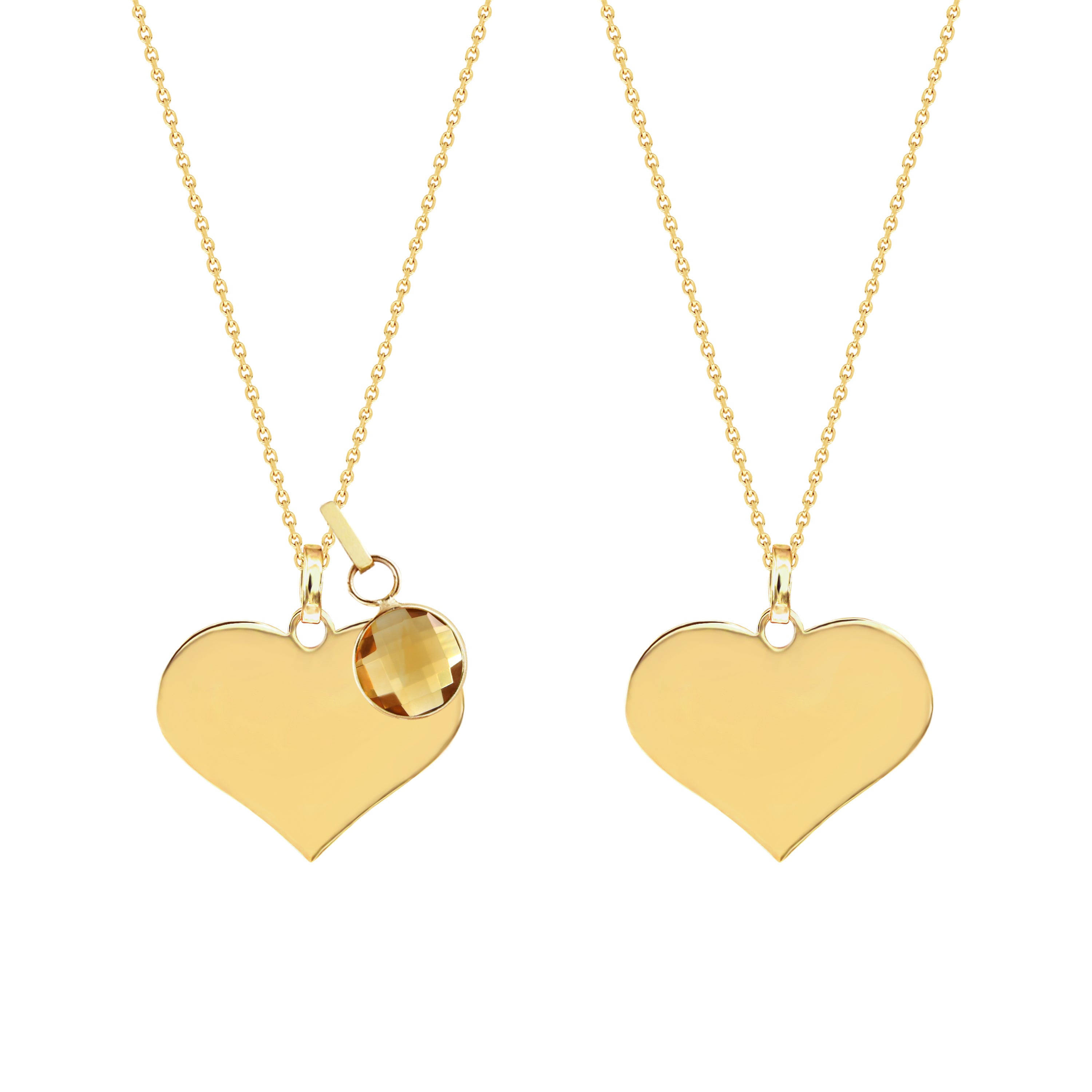 Cherie Yellow Gold Heart Necklace with Birthstone Charm