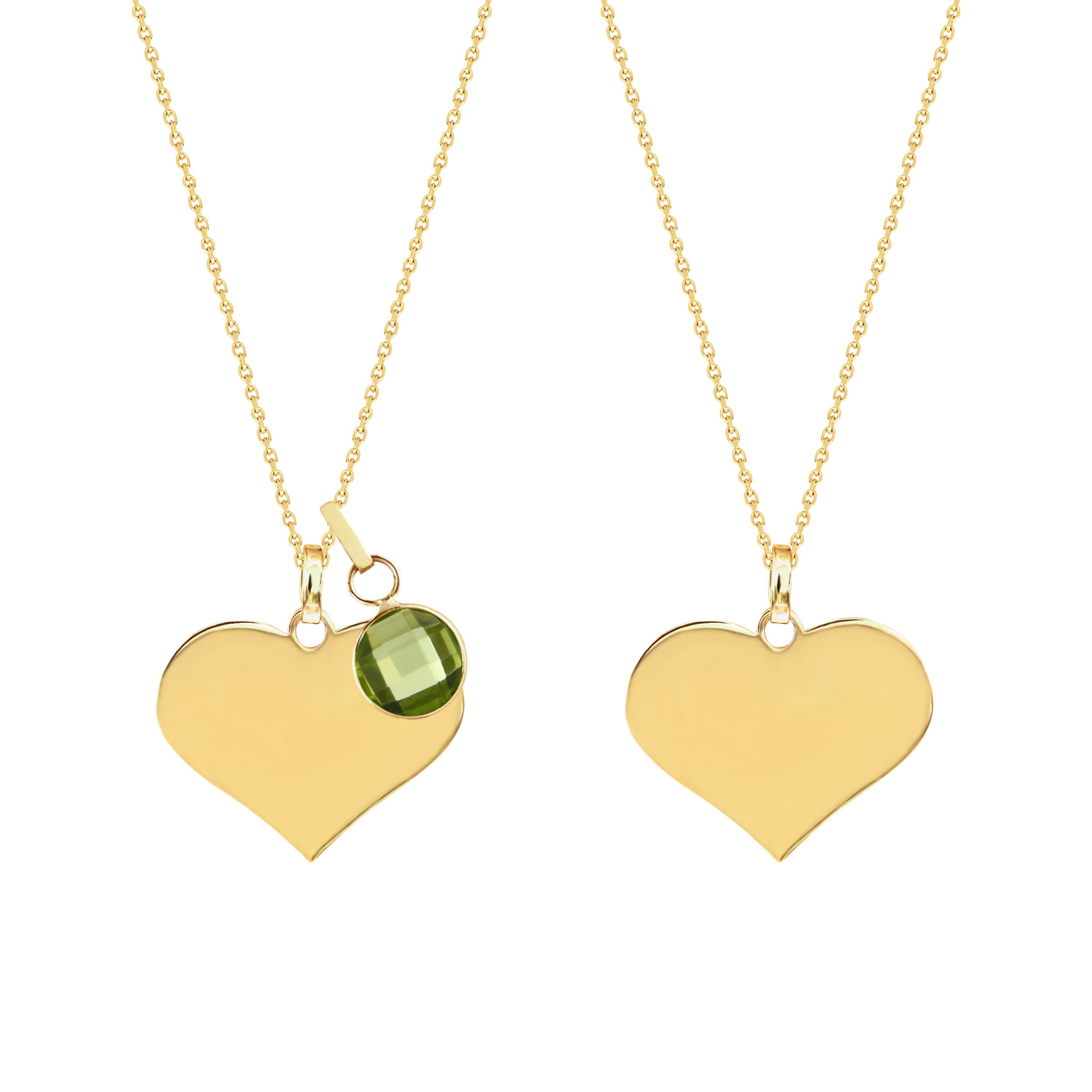 Cherie Yellow Gold Heart Necklace with Birthstone Charm