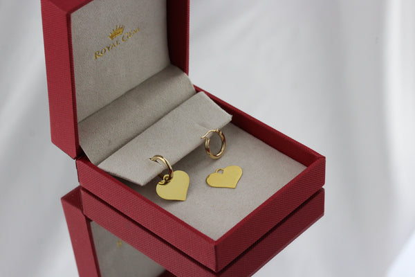 Hoop Earrings with Removable Engravable Big Heart Charm