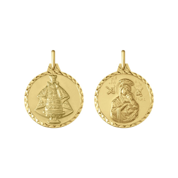 14K Italian Gold Reversible Sto. Niño and Mother of Perpetual Help Pendant